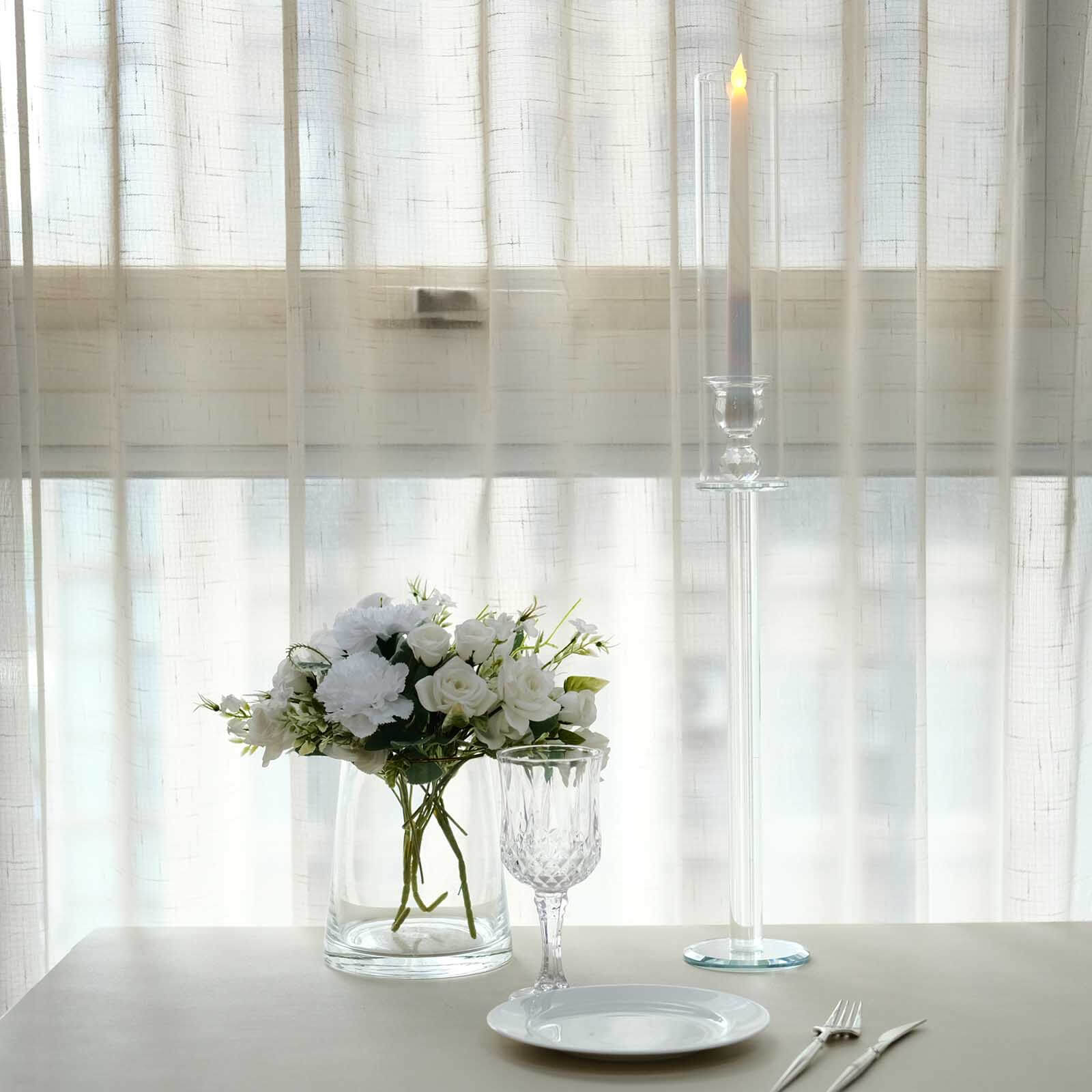 2-Pack Crystal Glass Hurricane Taper Candle Holders 26", Clear Cylinder Chimney Tubes - Tall Decorative Candle Stands - Image 8