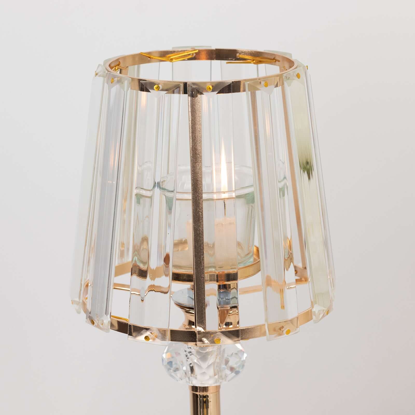 2-Pack Crystal Pendant Candle Holders 15" Classic Empire Lamp Shade Style in Gold, Votive Candle Stand For Table Centerpieces - Image 7
