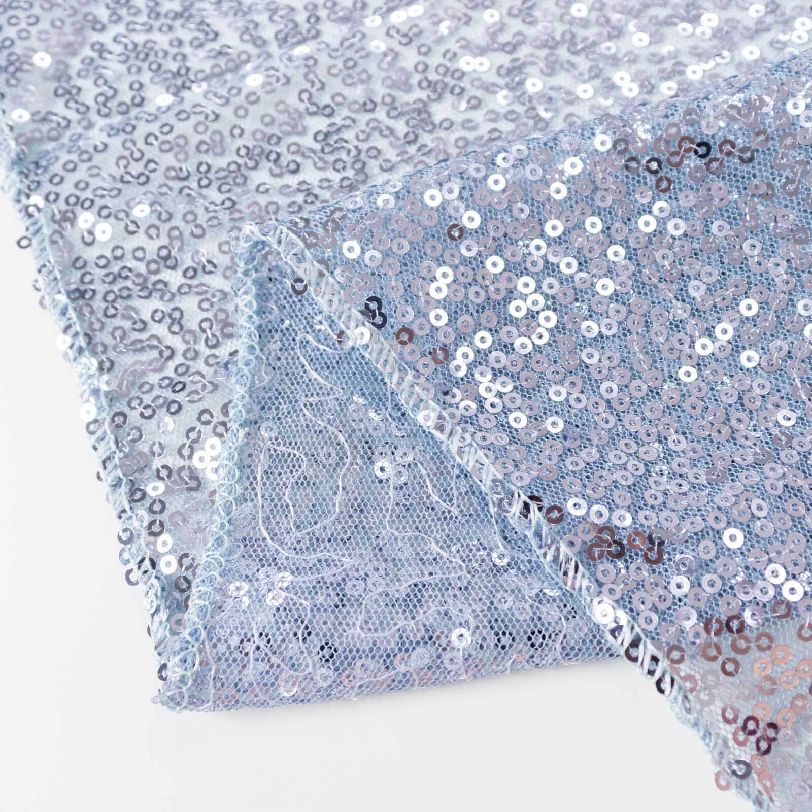 2 Pack Dusty Blue Sequin Backdrop Drape Curtains with Rod Pockets, Seamless Glitter Mesh Photo Booth Event Divider Panels - 8ftx2ft - Image 11