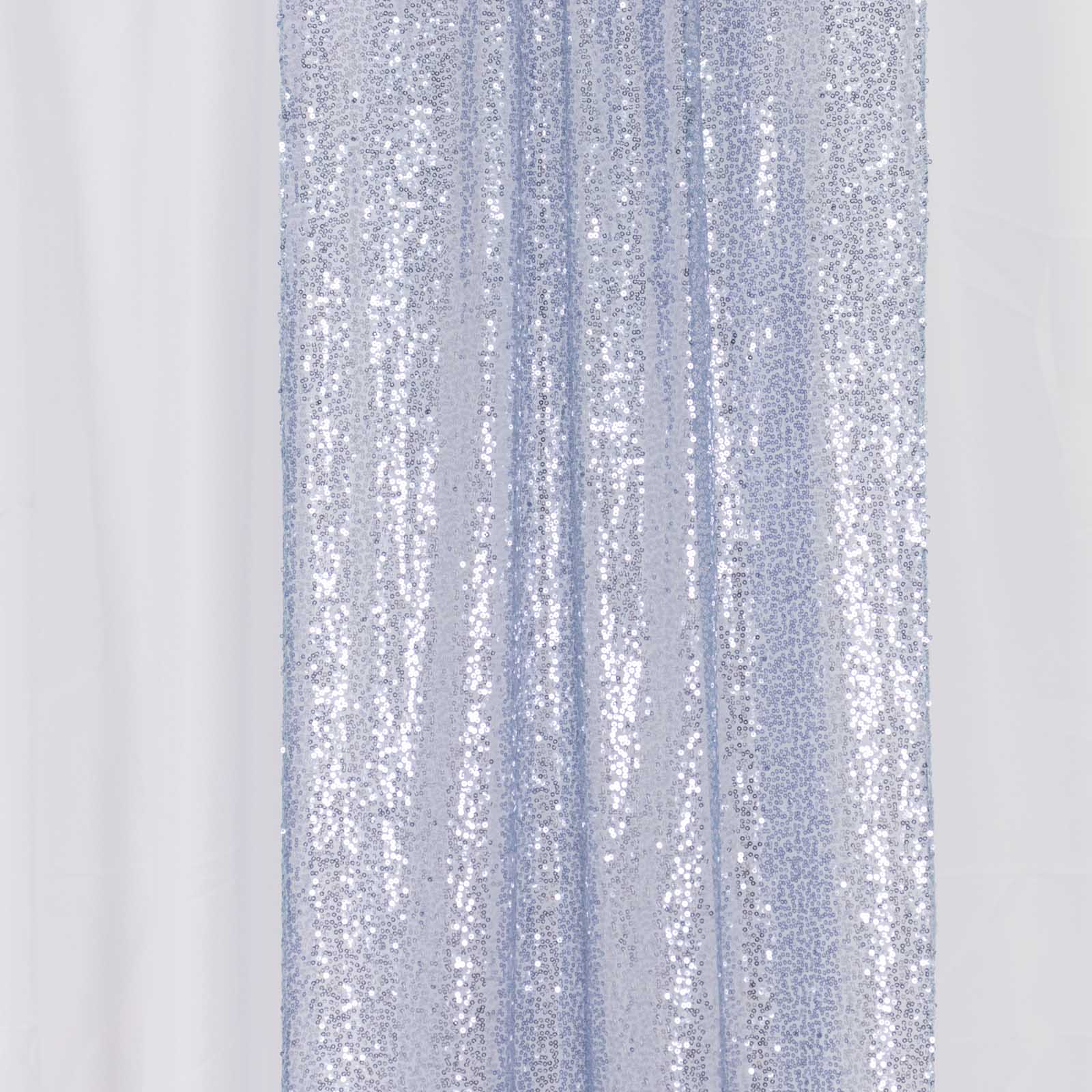 2 Pack Dusty Blue Sequin Backdrop Drape Curtains with Rod Pockets, Seamless Glitter Mesh Photo Booth Event Divider Panels - 8ftx2ft - Image 3
