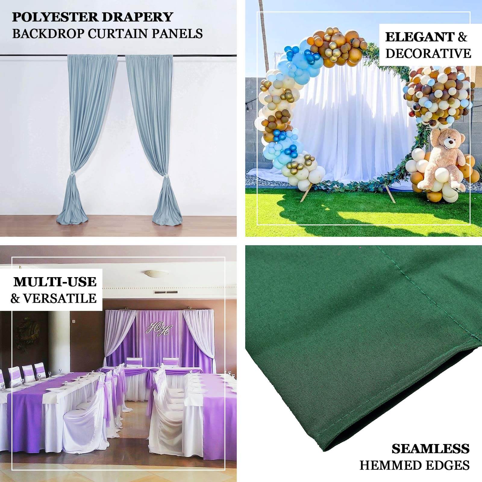 2 Pack 5ftx8ft Fuchsia Polyester Backdrop Drape Curtains With Rod Pockets, Event Divider Panels 130GSM - Image 3