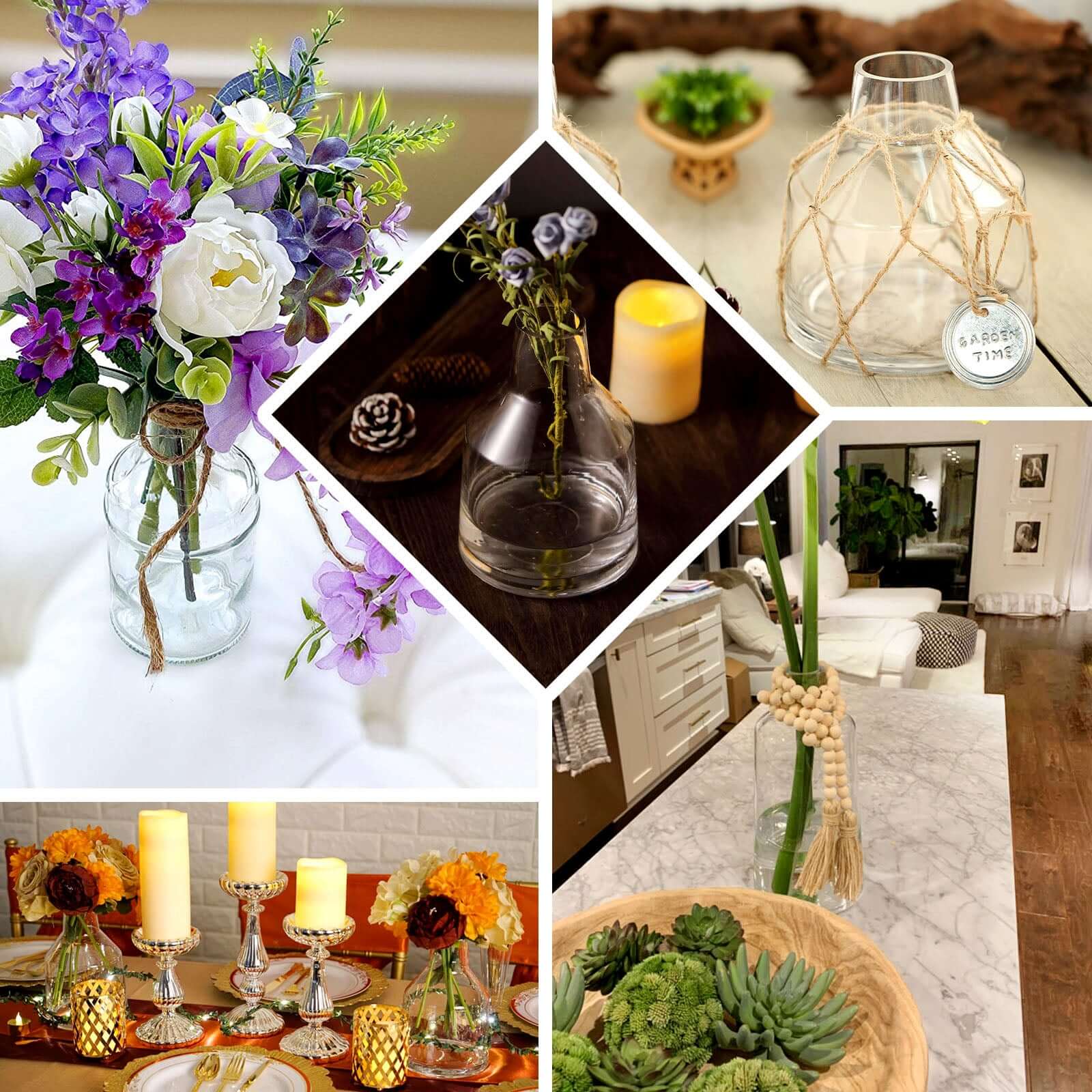 2-Pack Glass Bud Vases Tapered Neck 12" Clear - Decorative Floral Wedding Centerpieces - Image 6
