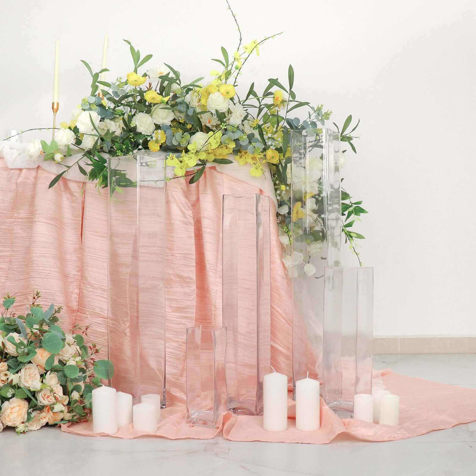 2-Pack Glass Cylinder Vases Square Design 32" Clear - Heavy Duty Flower Centerpieces for Events - Image 15