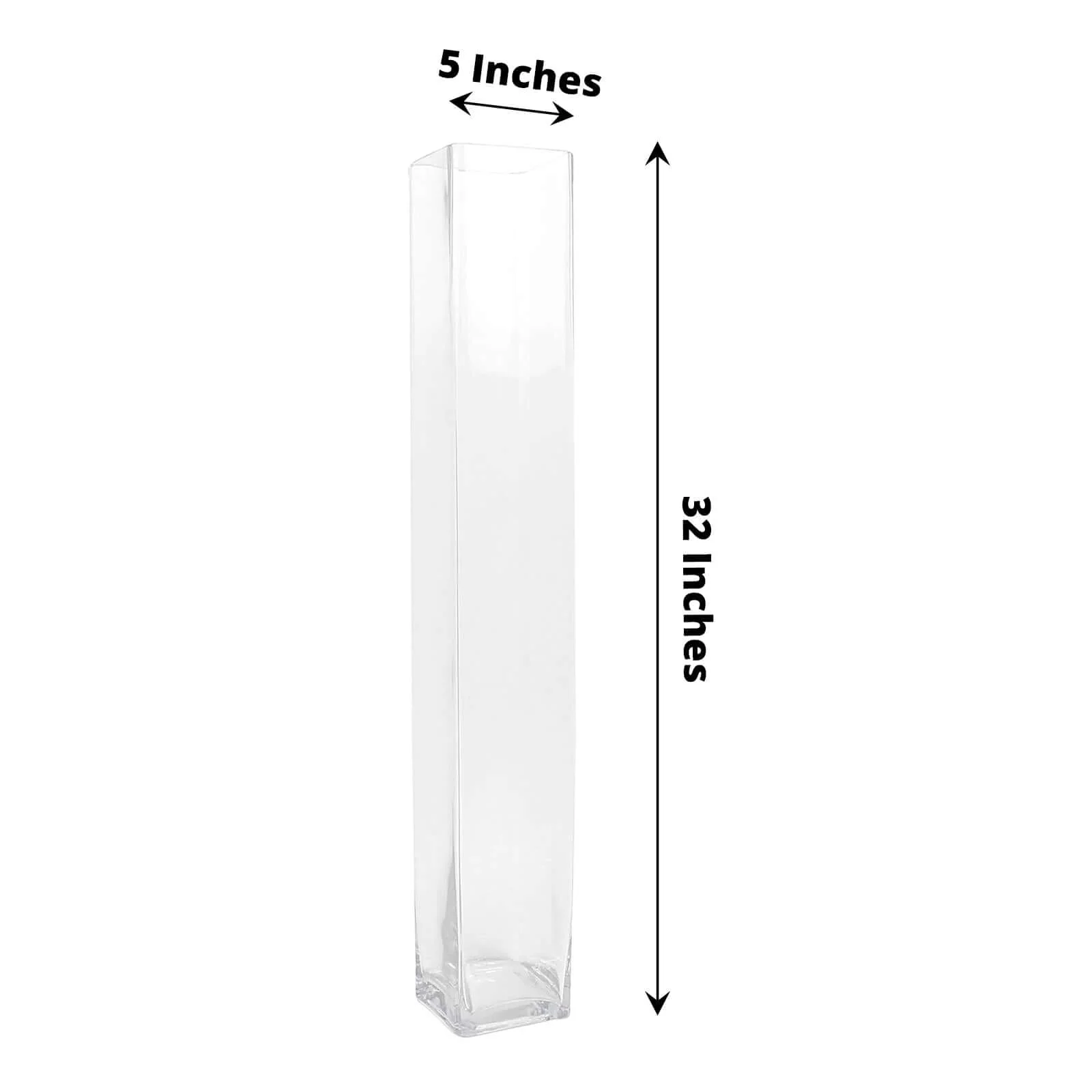 2-Pack Glass Cylinder Vases Square Design 32" Clear - Heavy Duty Flower Centerpieces for Events - Image 3