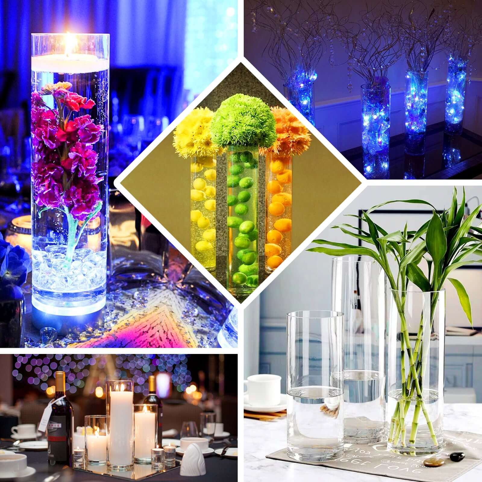 2-Pack Glass Flower Vases Heavy Duty Cylinder Design 28" Clear - Durable Centerpieces for Events - Image 5