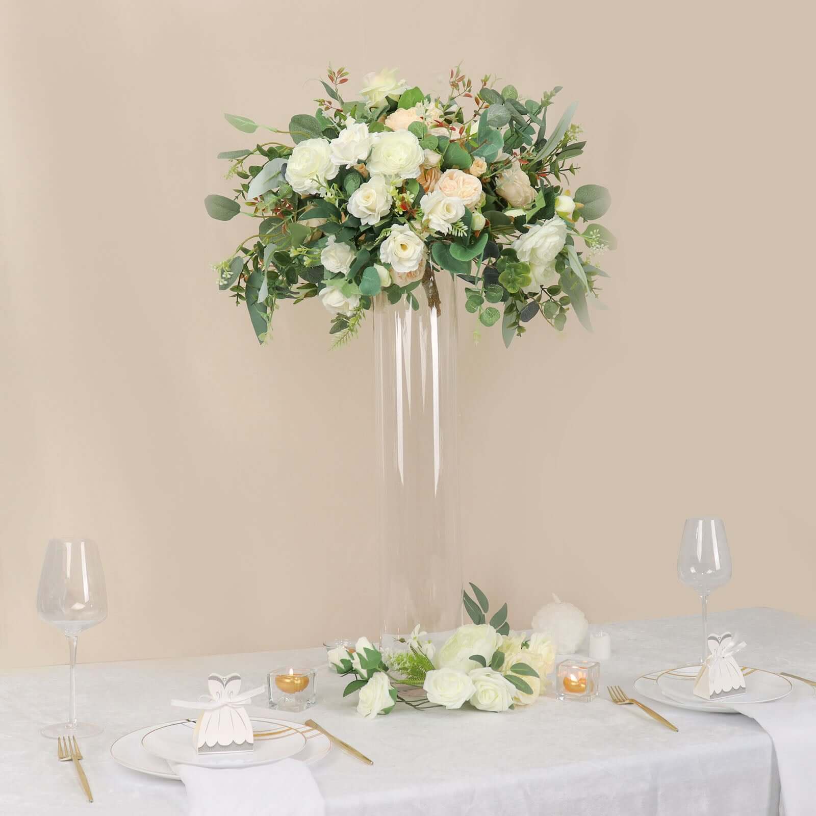 2-Pack Glass Flower Vases Heavy Duty Cylinder Design 28" Clear - Durable Centerpieces for Events - Image 8