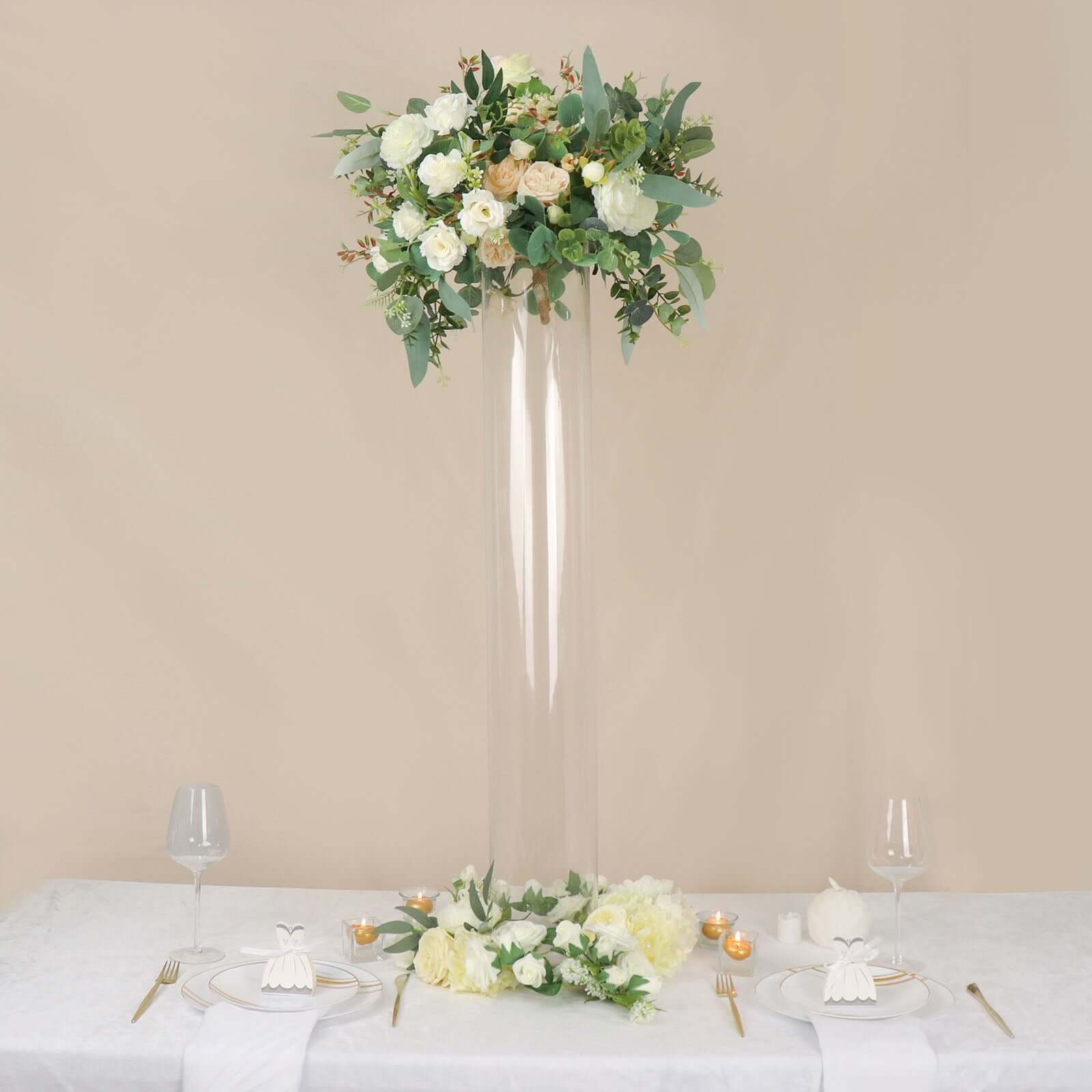 2-Pack Glass Flower Vases Heavy Duty Cylinder Design 40" Clear - Durable Centerpieces for Events - Image 9