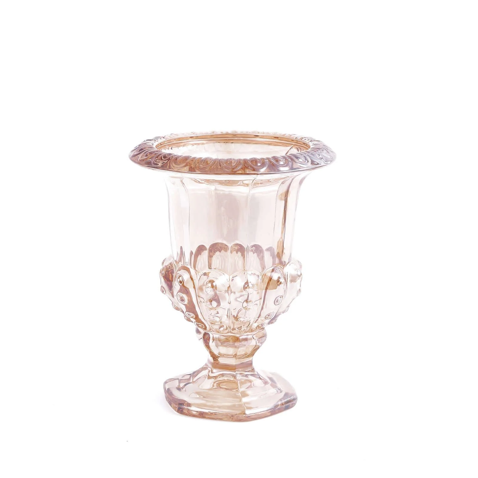 2-Pack Glass Flower Vases Mini Pedestal 6" in Classic Roman Urn Style Amber Gold - Refined Table Centerpieces - Image 7