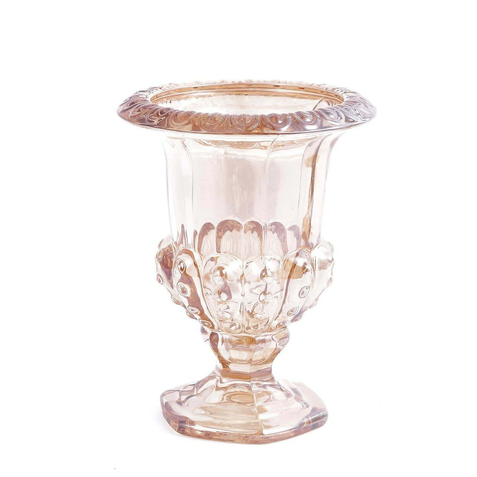 2-Pack Glass Flower Vases Mini Pedestal 8" in Classic Roman Urn Style Amber Gold - Stylish Table Centerpieces - Image 5