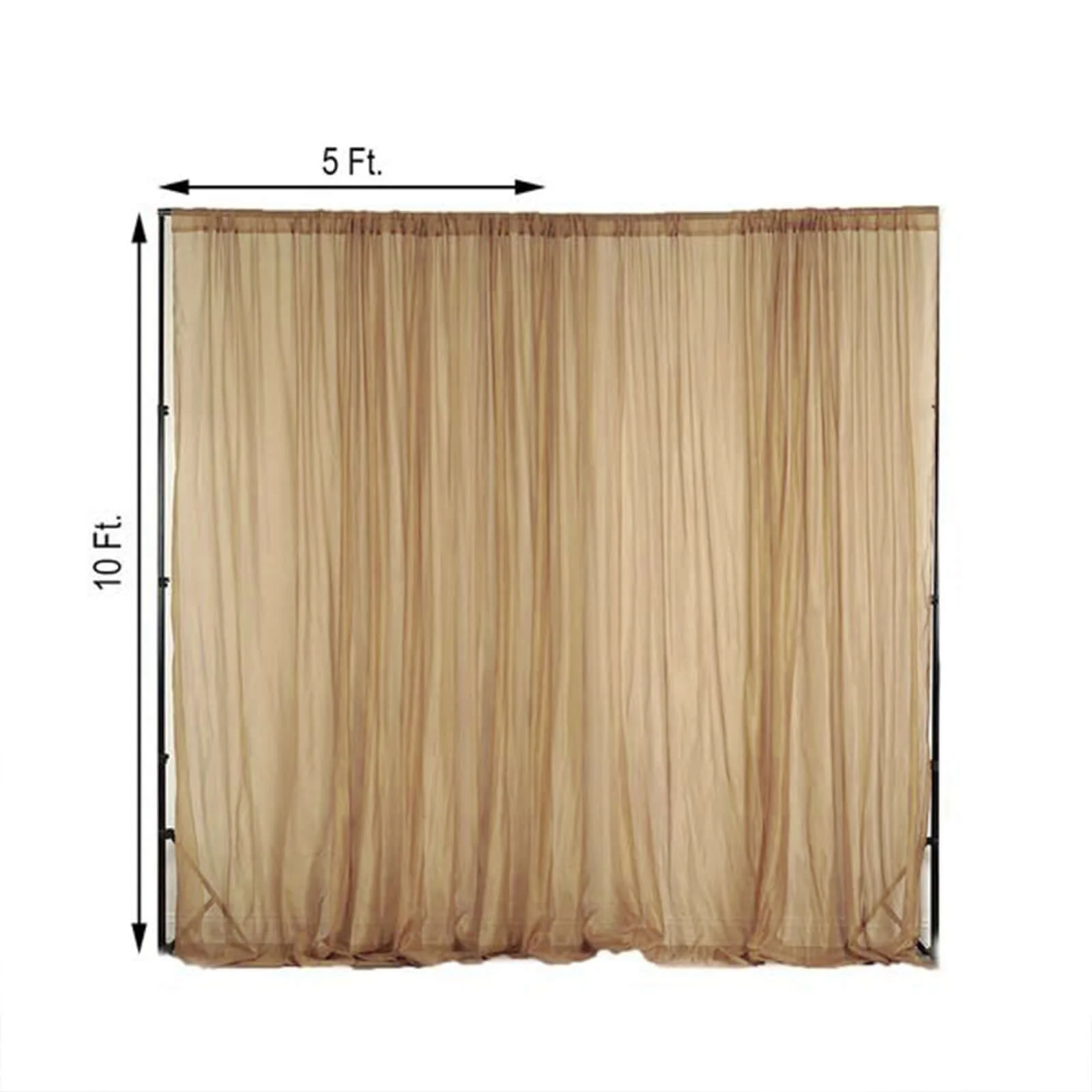 2 Pack 5ftx10ft Gold Chiffon Backdrop Drape Curtains, Durable Flame Resistant Sheer Organza Event Divider Panels With Rod Pockets - Image 3