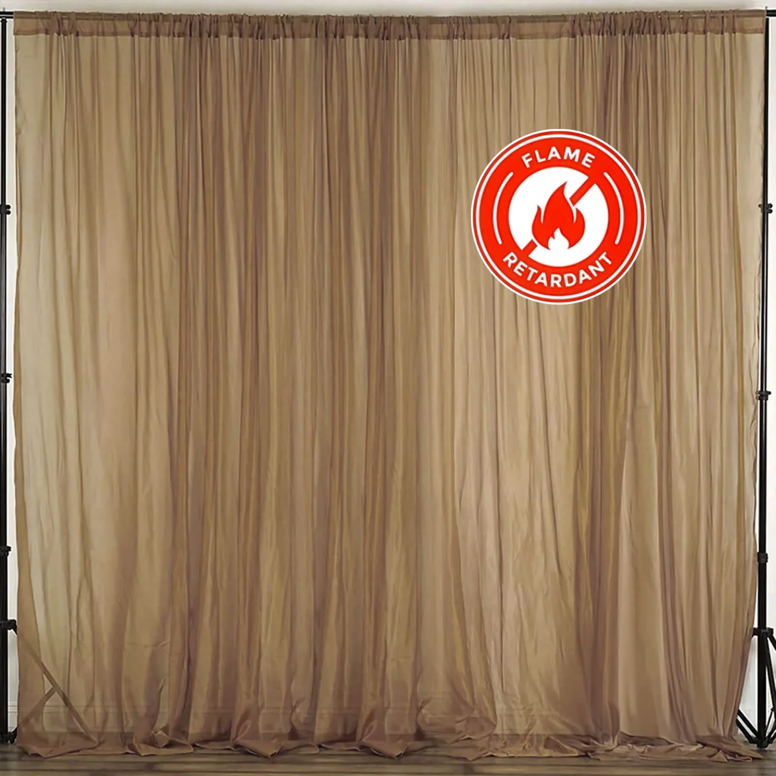2 Pack 5ftx10ft Gold Chiffon Backdrop Drape Curtains, Durable Flame Resistant Sheer Organza Event Divider Panels With Rod Pockets - Image 6