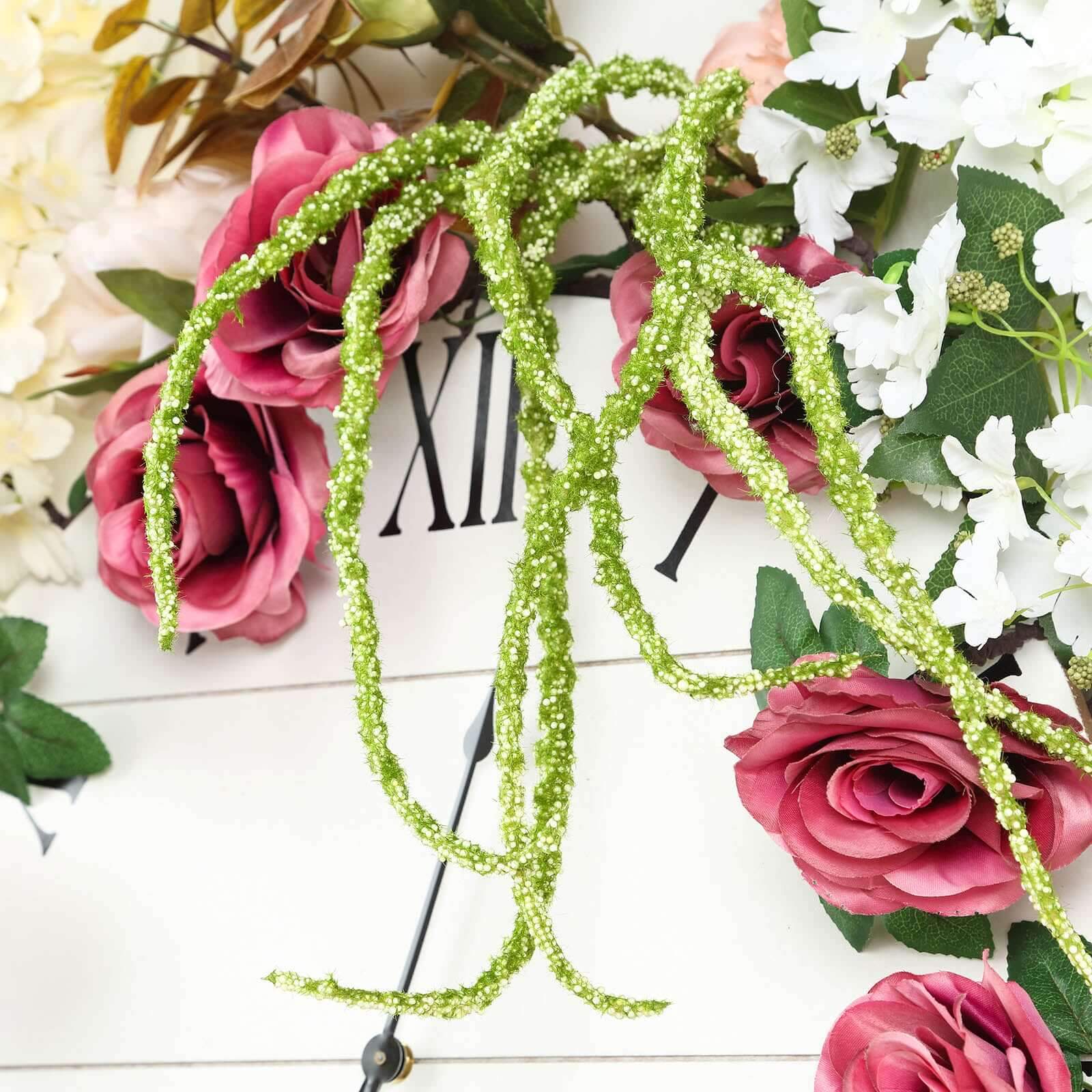 2 Pack Green Artificial Amaranthus Flower Stem Spray and Ivy Leaves 32" - Image 6