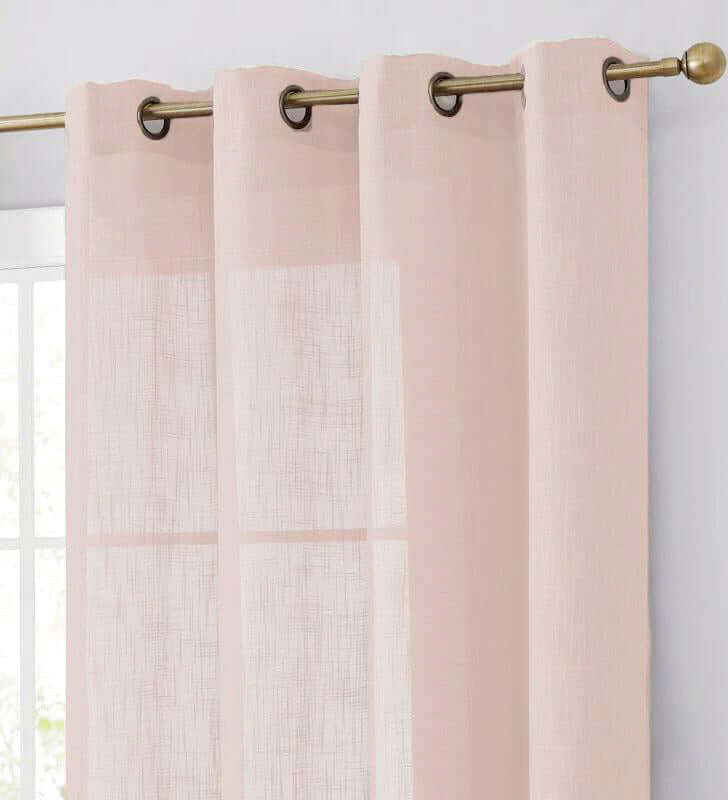 2 Pack Handmade Blush Faux Linen Curtains, Curtain Panels With Chrome Grommets 52"x64" - Image 7