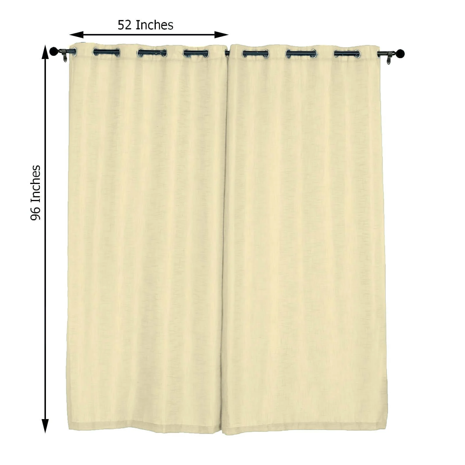 2 Pack Handmade Ivory Faux Linen Curtains Curtain Panels With Chrome Grommets 52"x96" - Image 3
