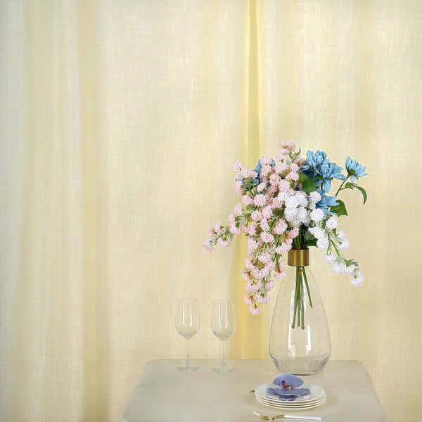 2 Pack Handmade Ivory Faux Linen Curtains Curtain Panels With Chrome Grommets 52"x96" - Image 6