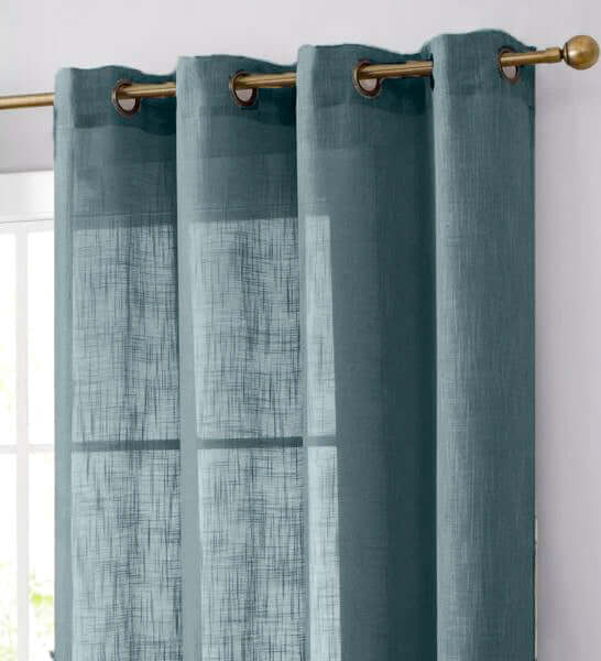 2 Pack Handmade Light Blue Faux Linen Curtains Curtain Panels With Chrome Grommets 52"x84" - Image 11