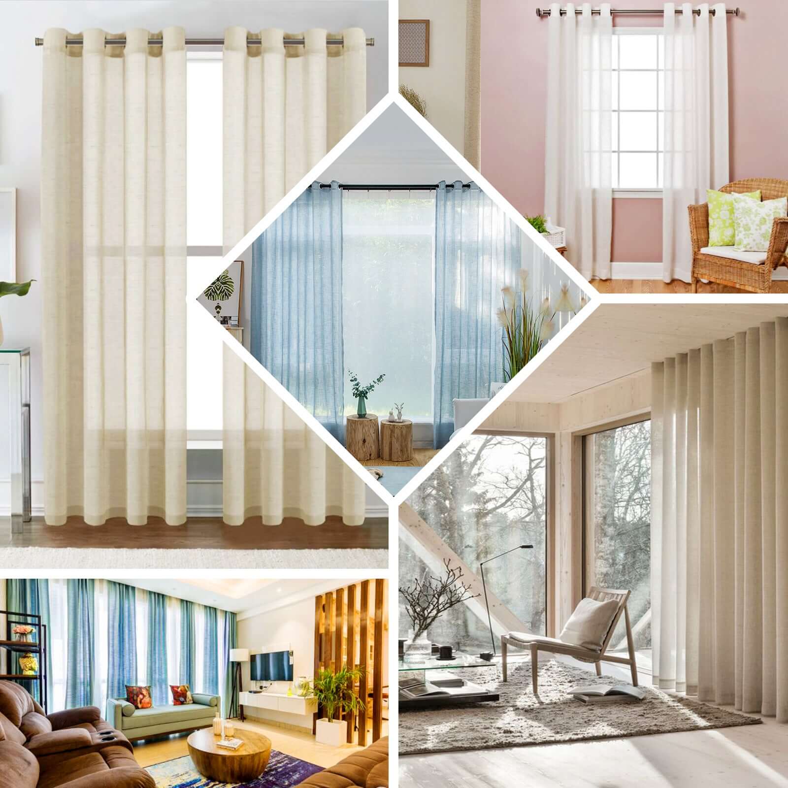 2 Pack Handmade Light Blue Faux Linen Curtains Curtain Panels With Chrome Grommets 52"x84" - Image 5