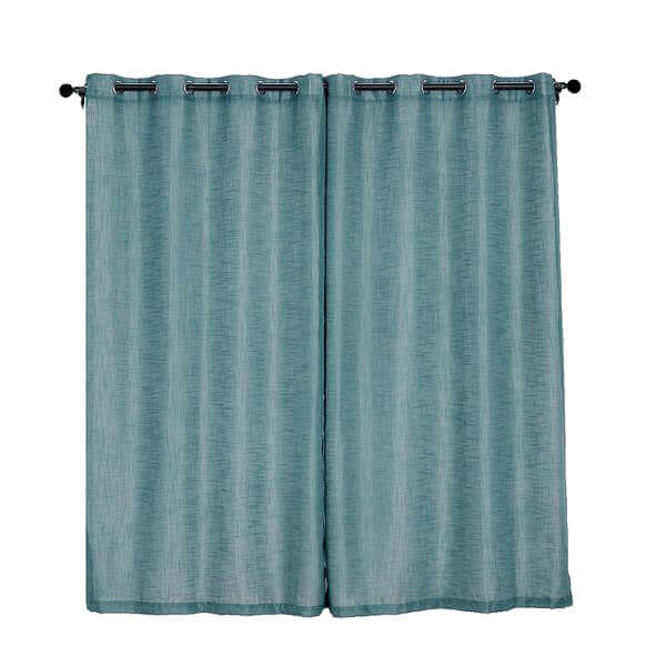 2 Pack Handmade Light Blue Faux Linen Curtains Curtain Panels With Chrome Grommets 52"x84" - Image 7
