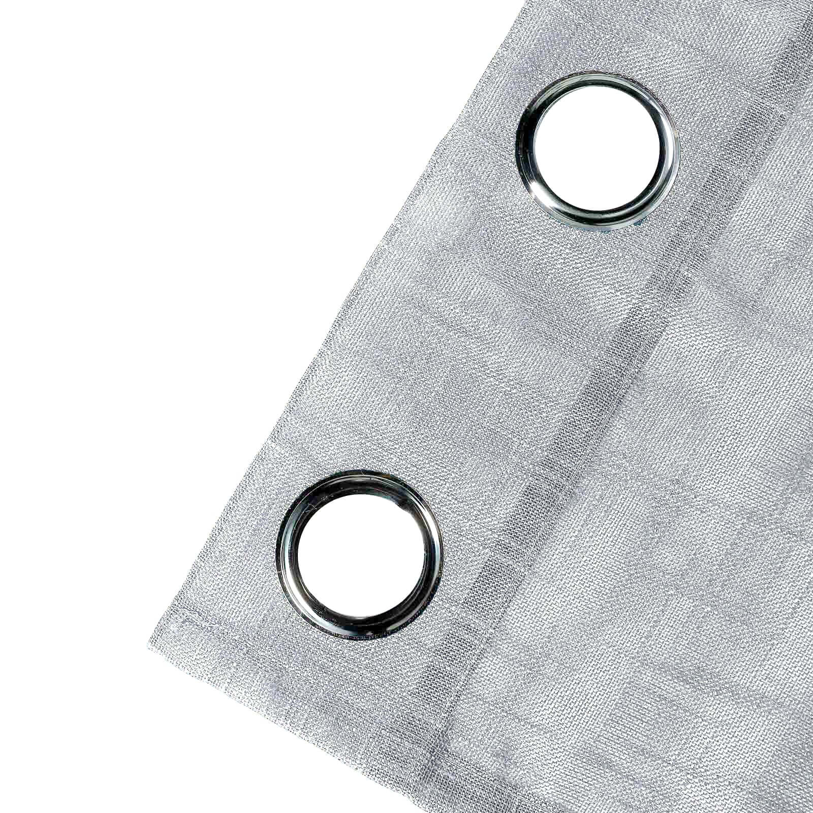 2 Pack Handmade Silver Faux Linen Curtains Curtain Panels With Chrome Grommets 52"x96" - Image 12