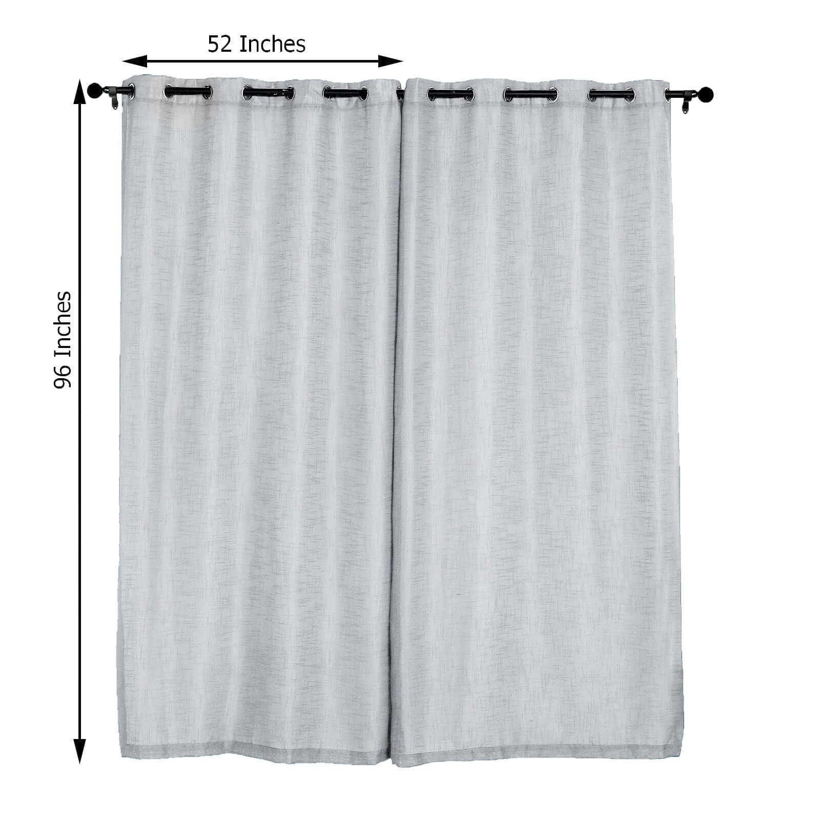 2 Pack Handmade Silver Faux Linen Curtains Curtain Panels With Chrome Grommets 52"x96" - Image 3