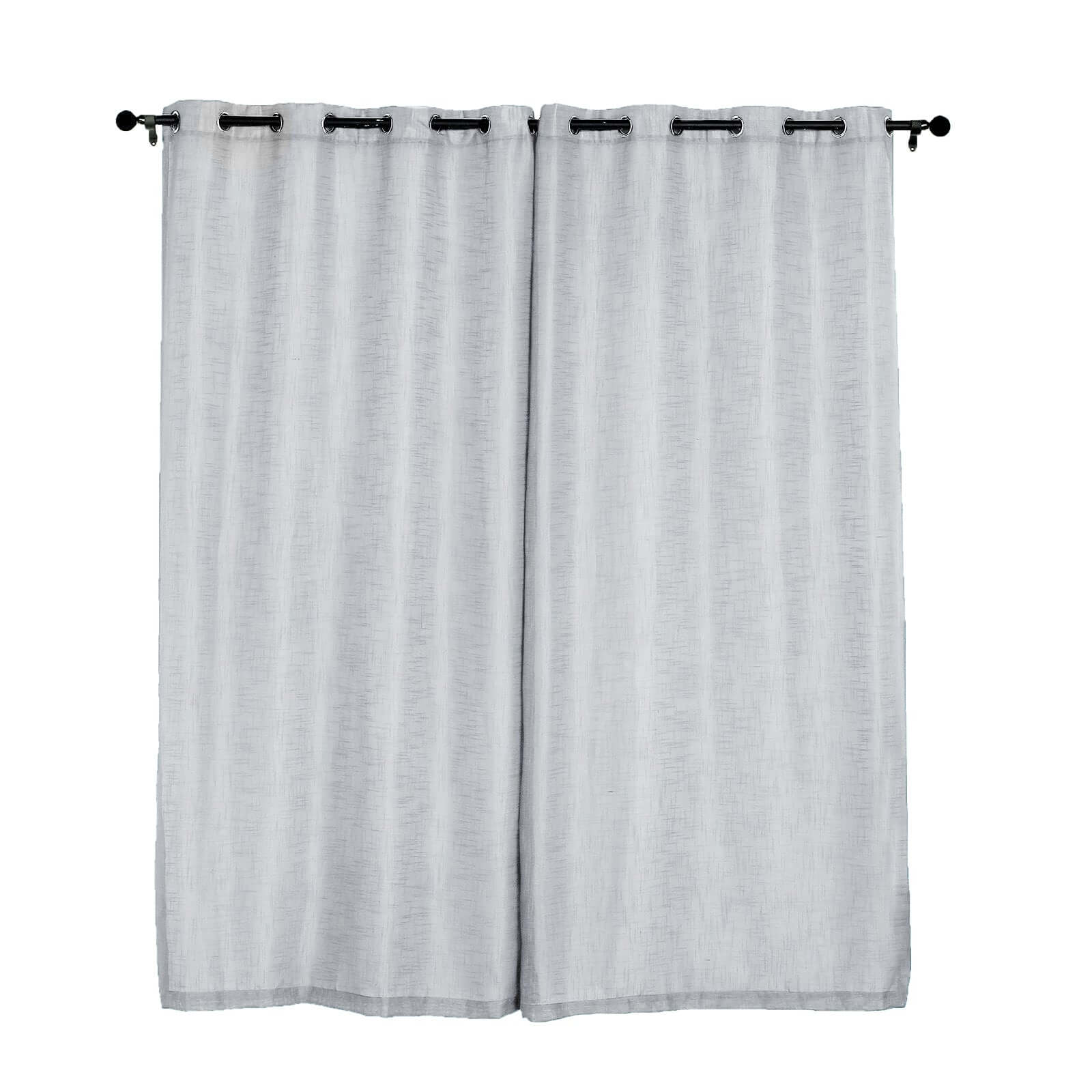 2 Pack Handmade Silver Faux Linen Curtains Curtain Panels With Chrome Grommets 52"x96" - Image 7