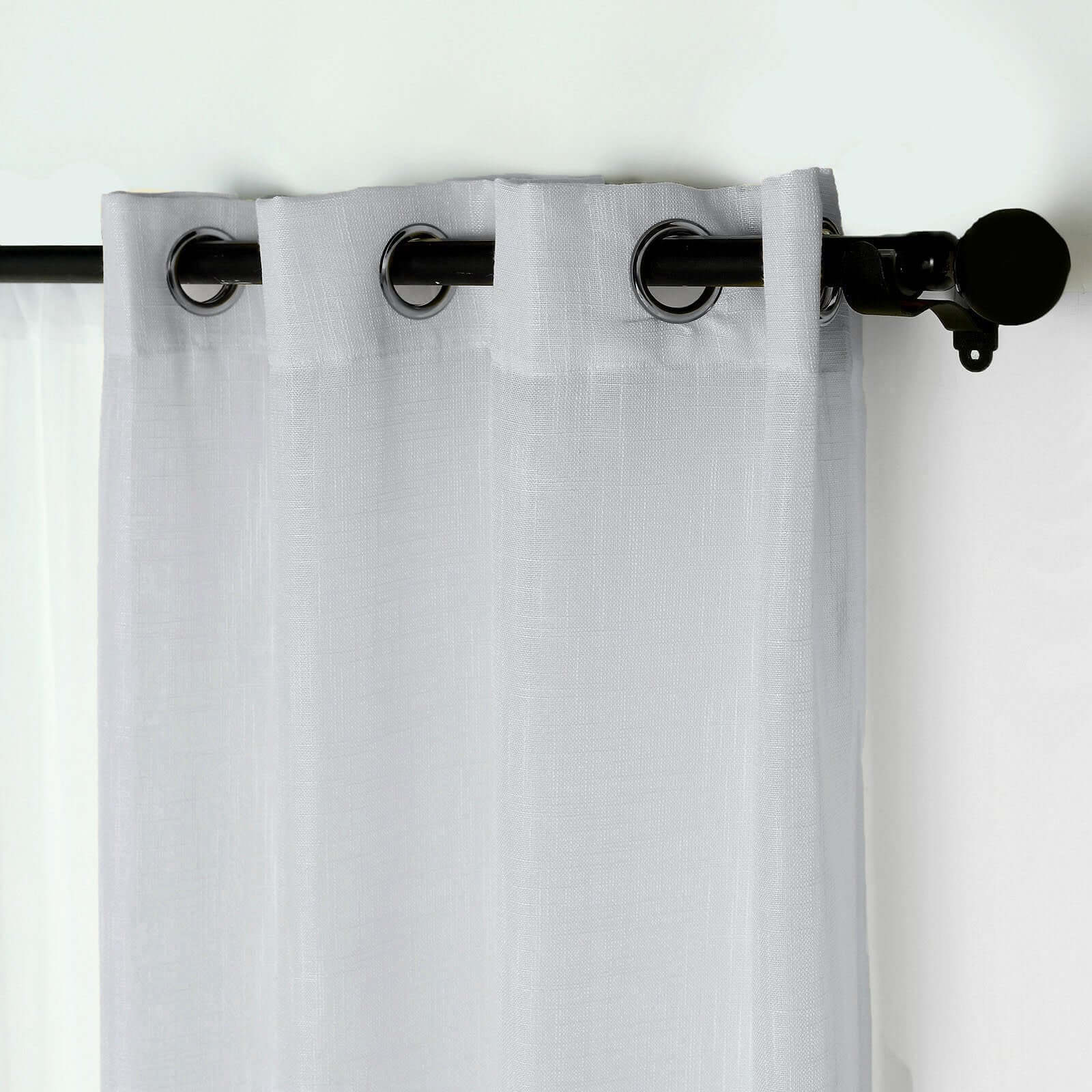2 Pack Handmade Silver Faux Linen Curtains Curtain Panels With Chrome Grommets 52"x96" - Image 9