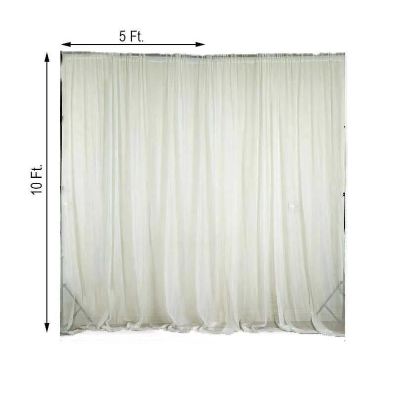 2 Pack 5ftx10ft Ivory Chiffon Backdrop Drape Curtains, Durable Flame Resistant Sheer Organza Event Divider Panels With Rod Pockets - Image 3
