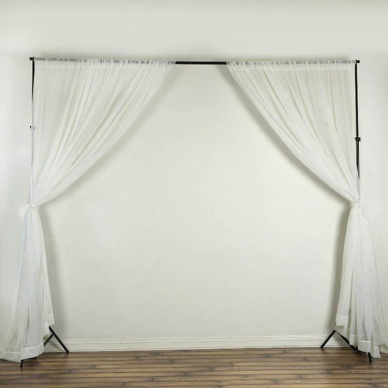 2 Pack 5ftx10ft Ivory Chiffon Backdrop Drape Curtains, Durable Flame Resistant Sheer Organza Event Divider Panels With Rod Pockets - Image 6