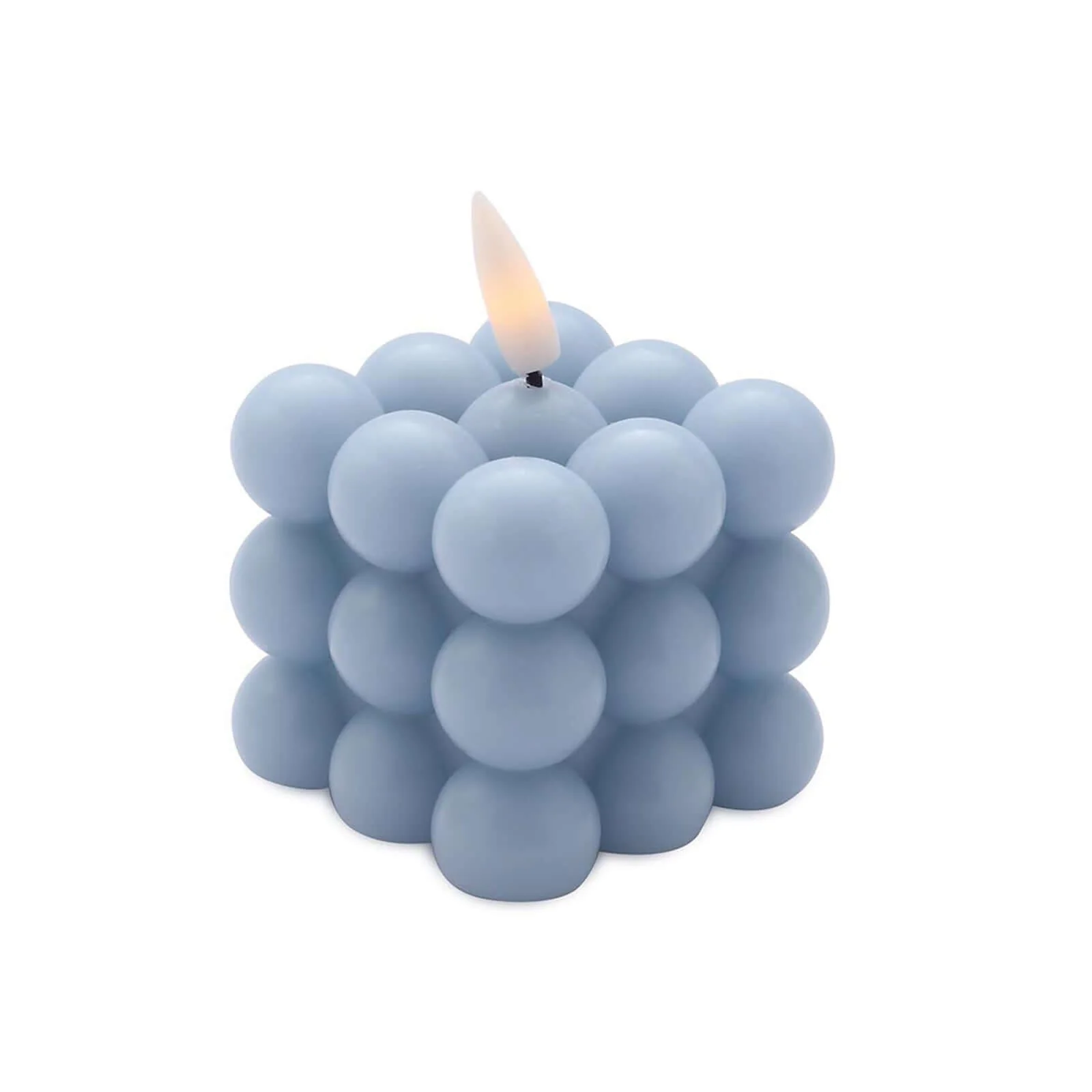 2-Pack LED Bubble Candles Dusty Blue 2" - Flameless Warm White Flickering Battery Operated Cube Lighting - Image 7