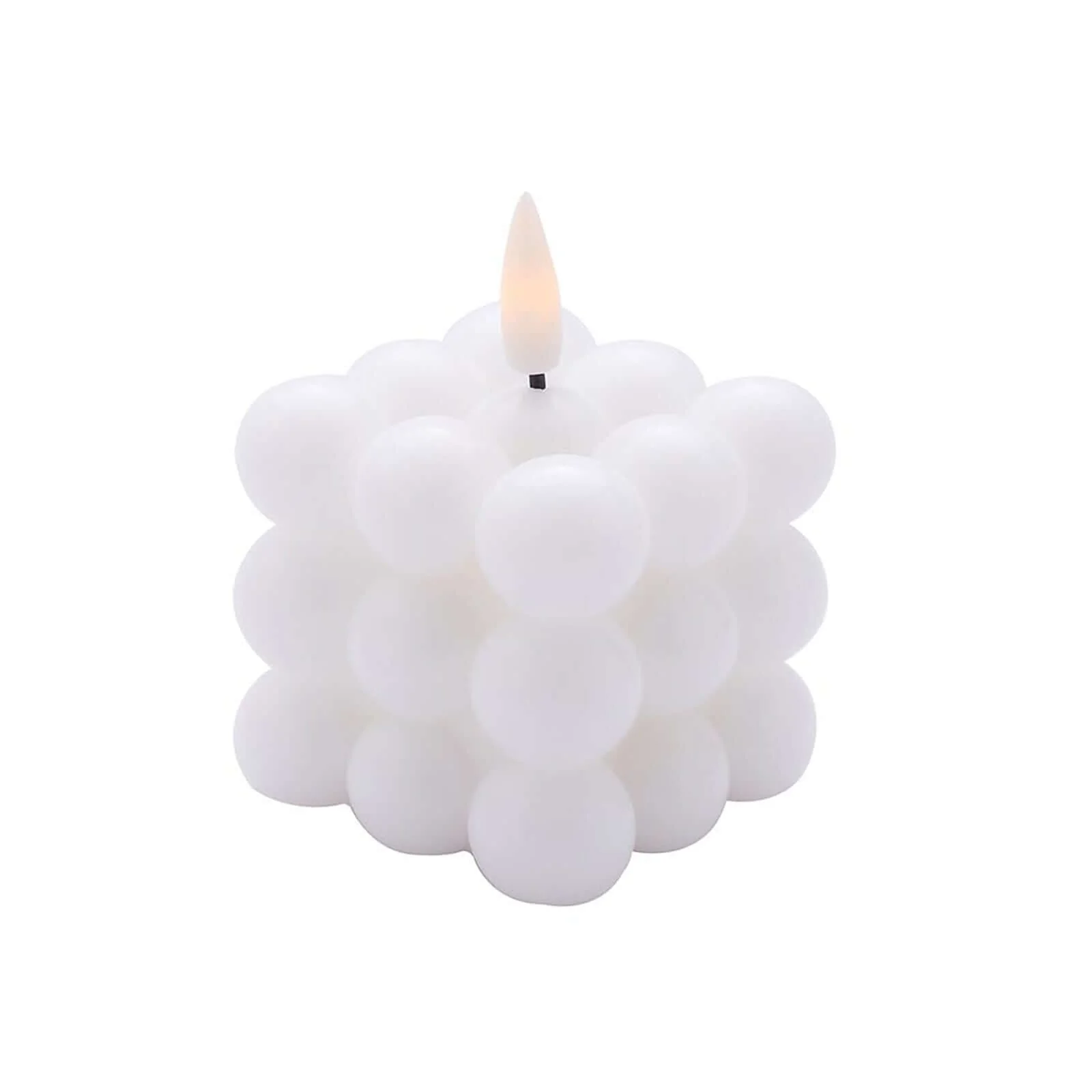2-Pack LED Bubble Candles White 2" - Flameless Warm White Flickering Battery Operated Cube Lighting - Image 7
