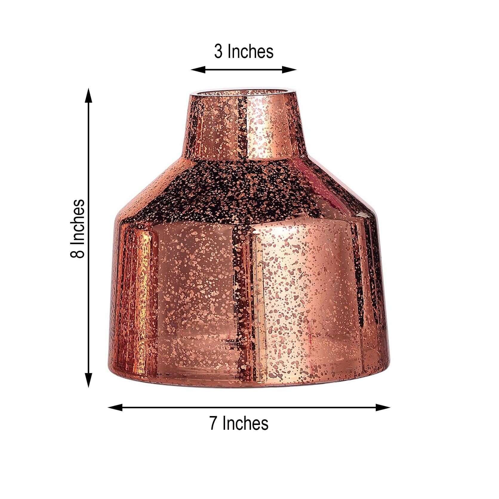 2-Pack Mercury Glass Vases Vessel Design 8" Rose Gold - Decorative Floral Wedding Centerpieces - Image 3