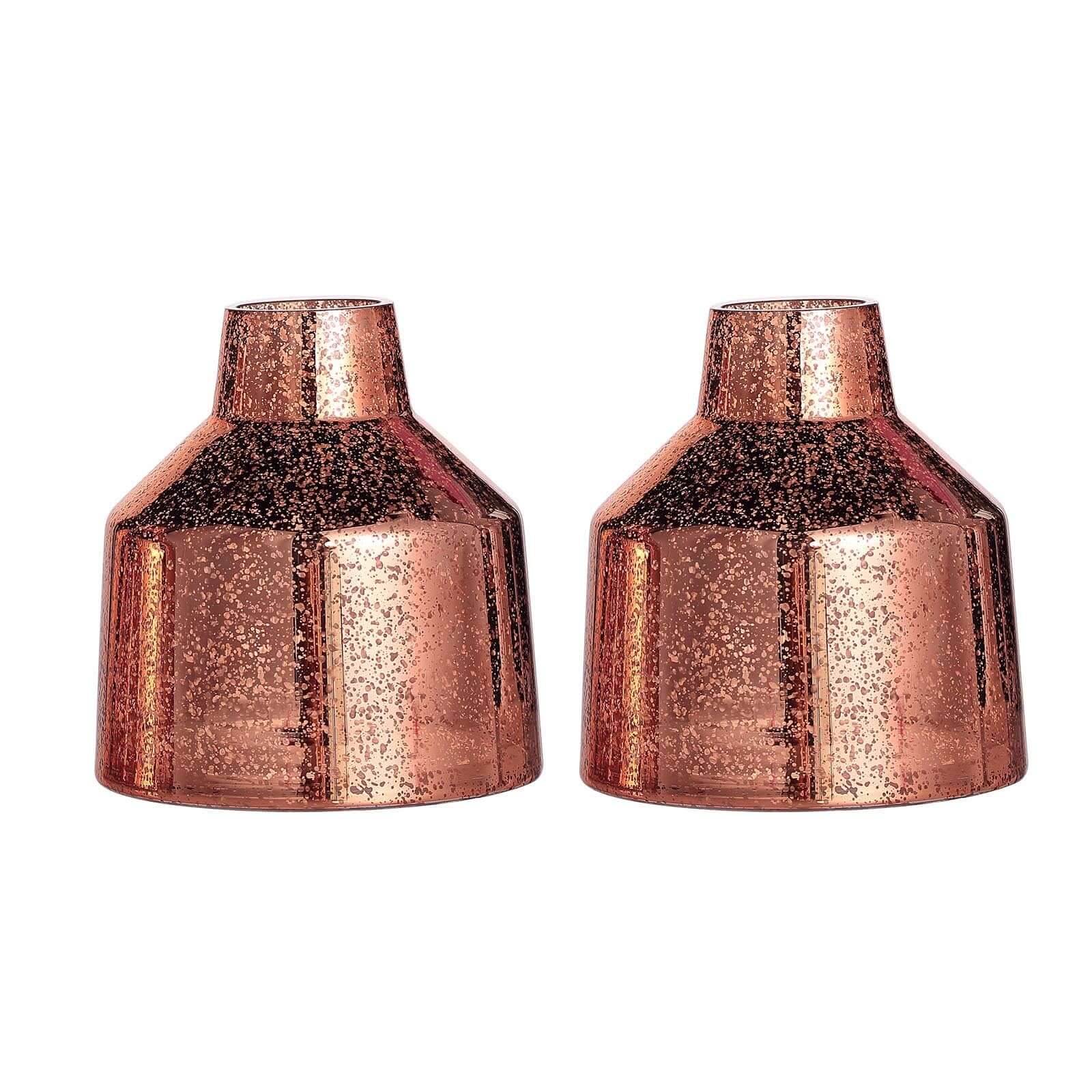 2-Pack Mercury Glass Vases Vessel Design 8" Rose Gold - Decorative Floral Wedding Centerpieces - Image 7