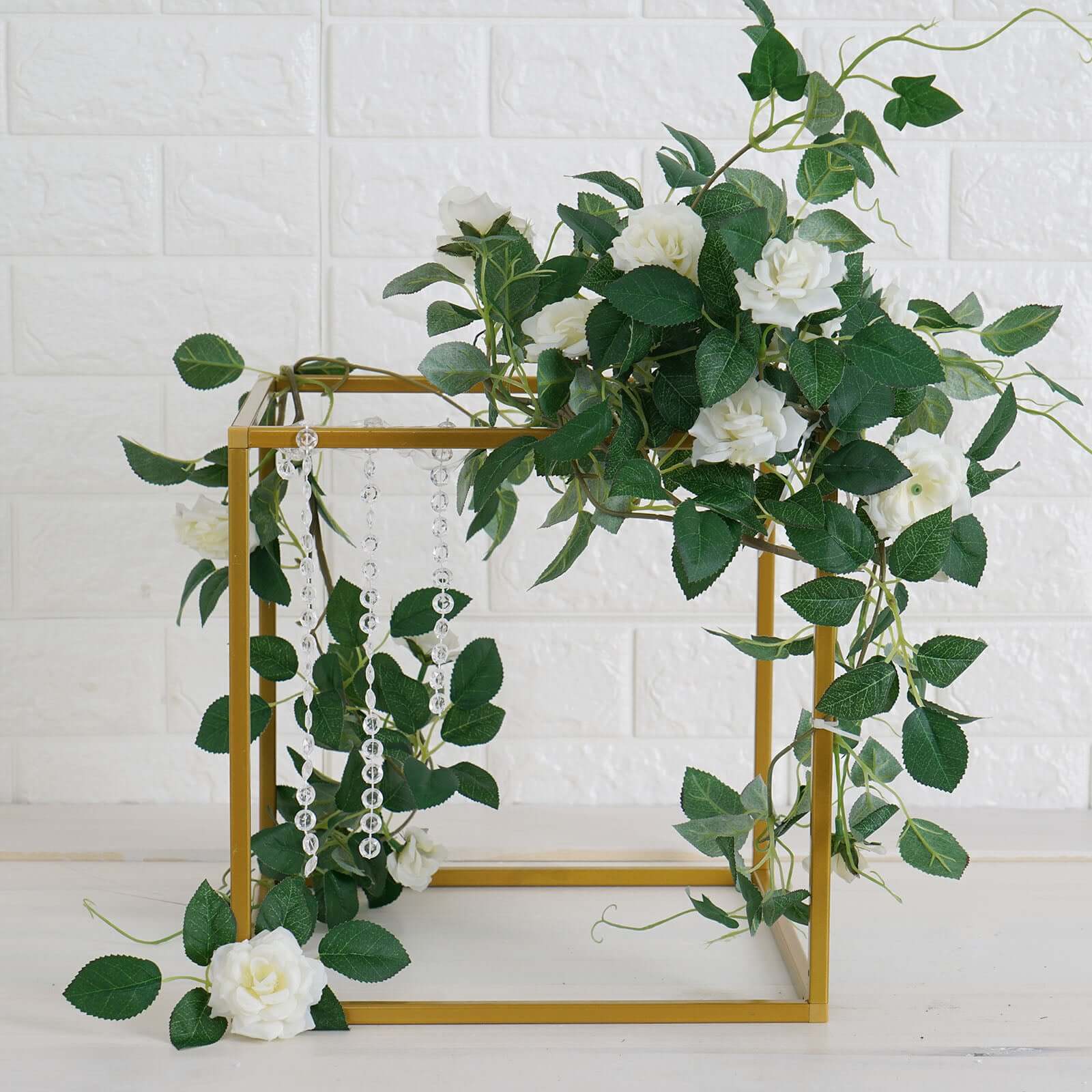 2-Pack Metal Flower Stands 12" Gold Square Frame Geometric Wedding Centerpieces - Durable Display - Image 7