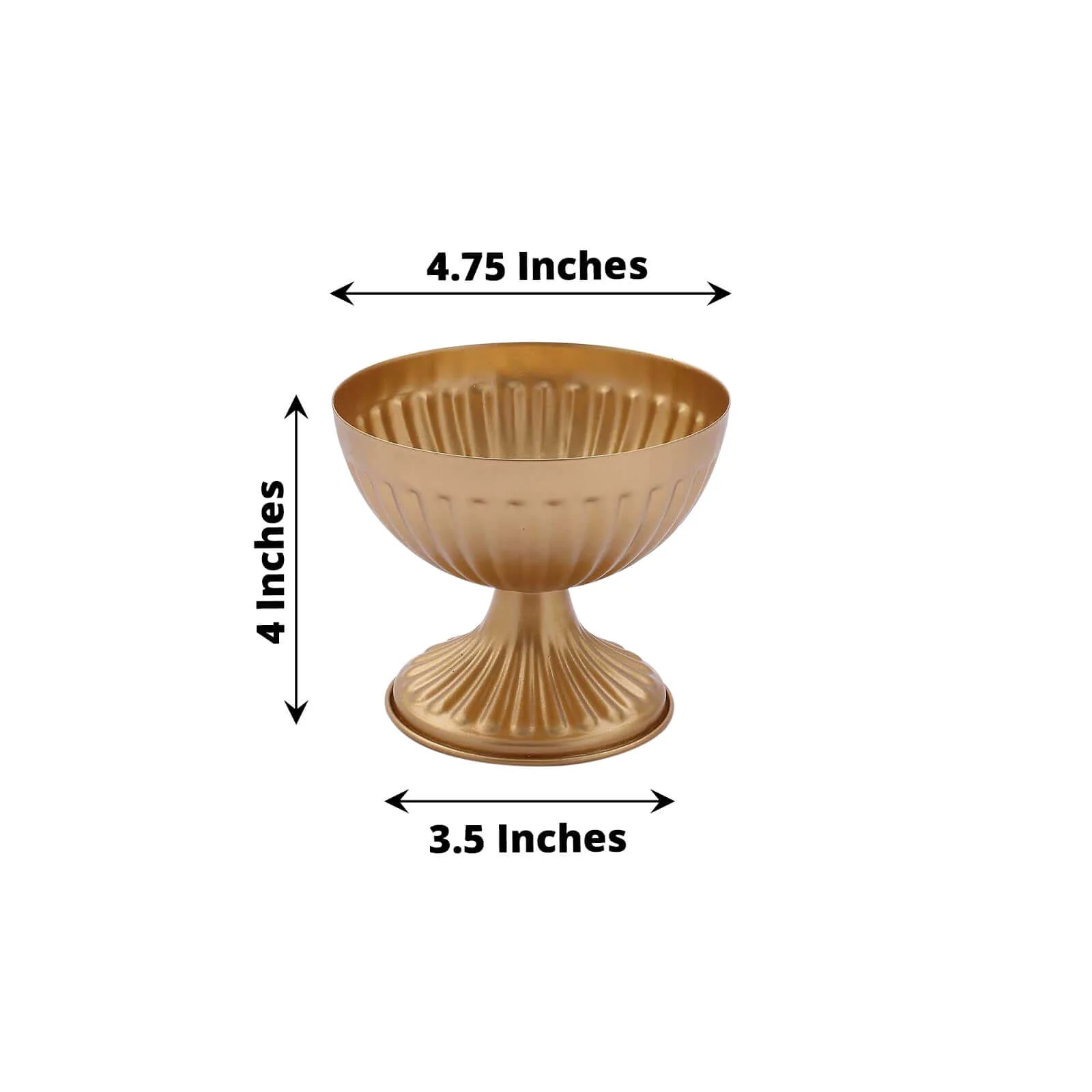 2-Pack Metal Flower Vases Pedestal 4" Ribbed Bowl Style Gold - Antique Mini Compote Vase for Refined Table Decor - Image 3