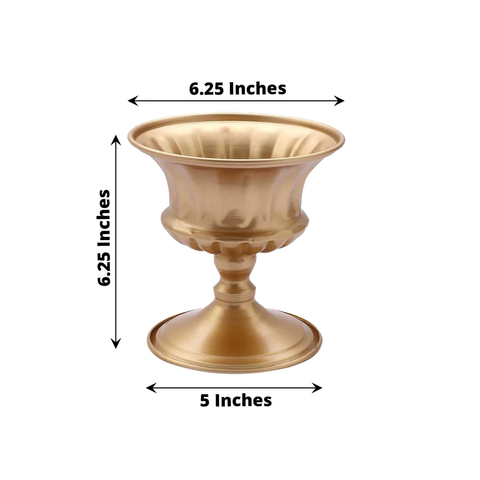 2-Pack Metal Flower Vases Pedestal 6" Roman Style Gold - Antique Mini Compote Vase for Vintage Wedding Centerpieces - Image 3