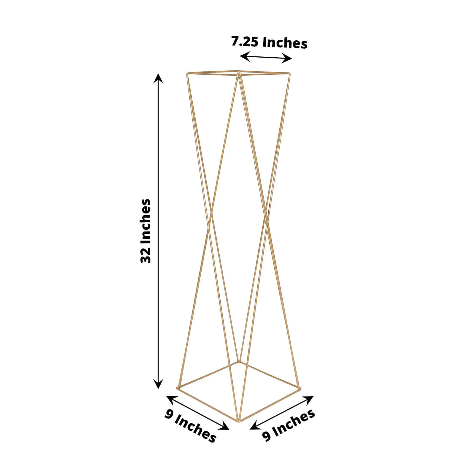 2-Pack Metal Pedestal Stands 32" Gold Geometric Crisscross Design - Open Column Wedding Centerpieces - Image 3
