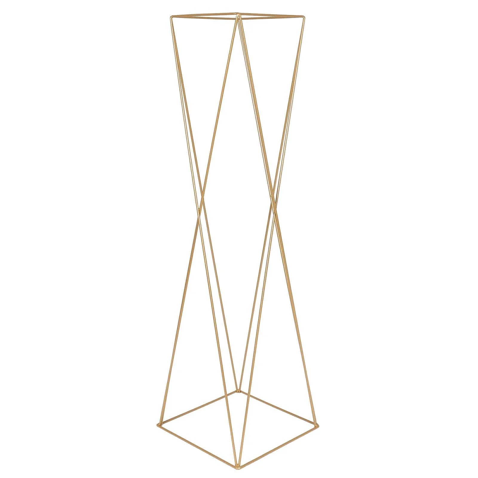 2-Pack Metal Pedestal Stands 32" Gold Geometric Crisscross Design - Open Column Wedding Centerpieces - Image 7