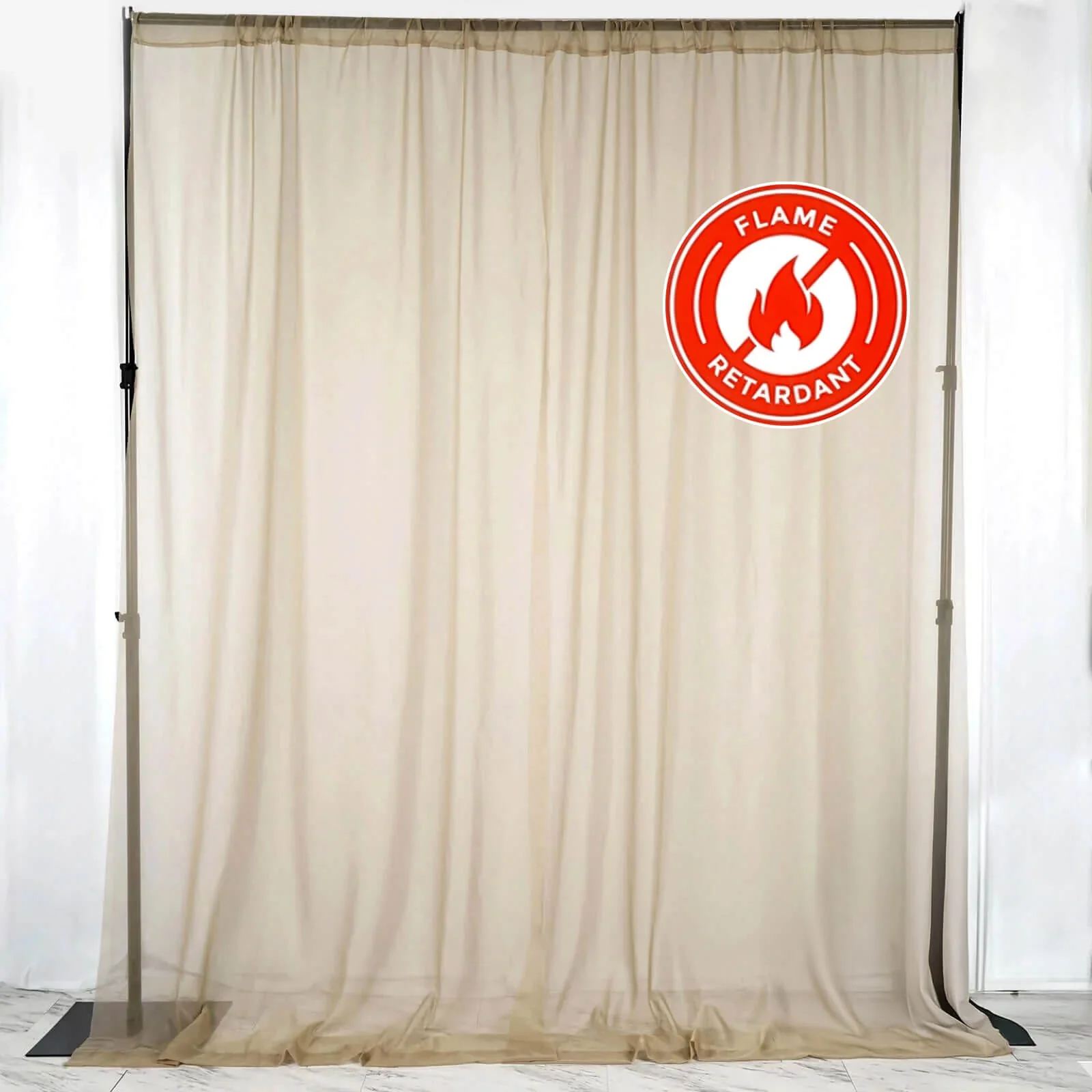 2 Pack 5ftx10ft Natural Chiffon Backdrop Drape Curtains, Durable Flame Resistant Sheer Organza Event Divider Panels With Rod Pockets