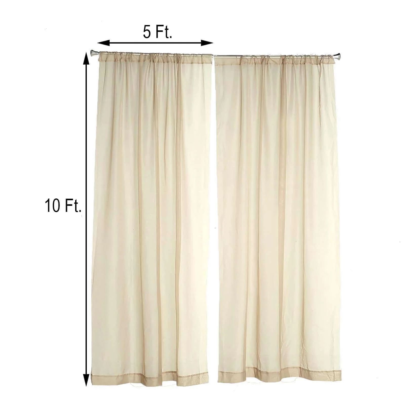 2 Pack 5ftx10ft Natural Chiffon Backdrop Drape Curtains, Durable Flame Resistant Sheer Organza Event Divider Panels With Rod Pockets - Image 3