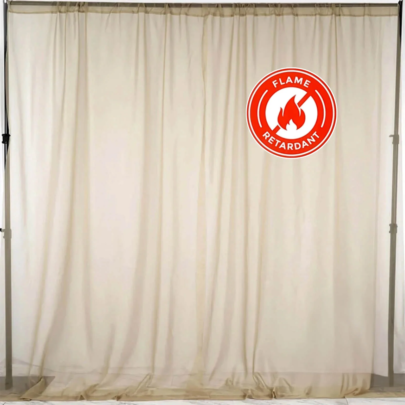 2 Pack 5ftx10ft Natural Chiffon Backdrop Drape Curtains, Durable Flame Resistant Sheer Organza Event Divider Panels With Rod Pockets - Image 6