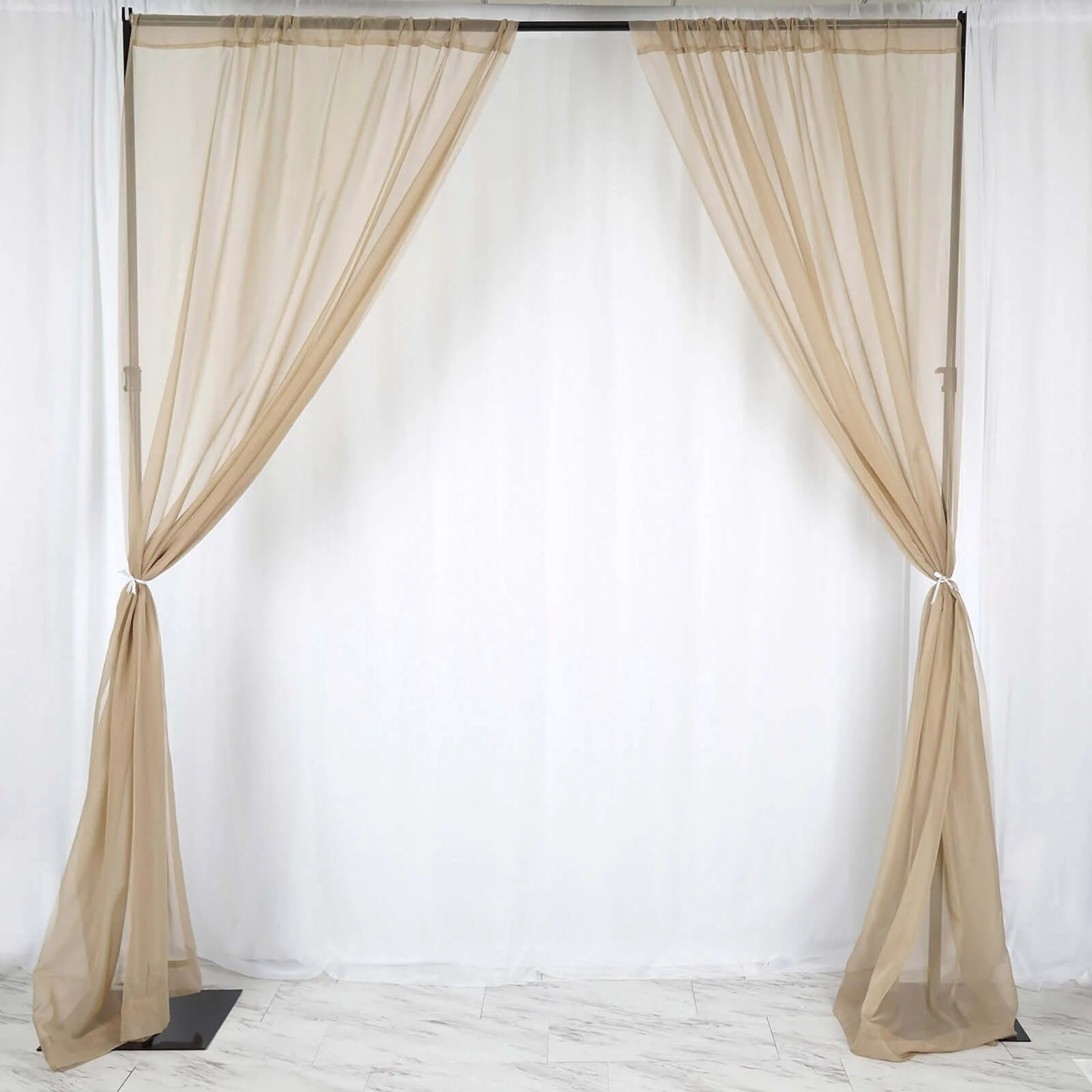 2 Pack 5ftx10ft Natural Chiffon Backdrop Drape Curtains, Durable Flame Resistant Sheer Organza Event Divider Panels With Rod Pockets - Image 7