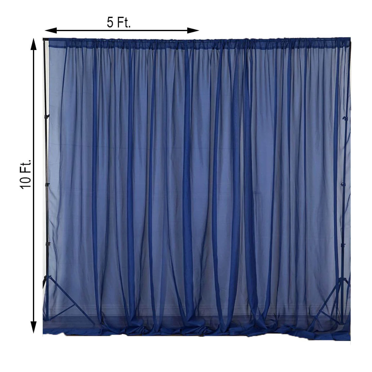 2 Pack 5ftx10ft Navy Blue Chiffon Backdrop Drape Curtains, Durable Flame Resistant Sheer Organza Event Divider Panels With Rod Pockets - Image 3