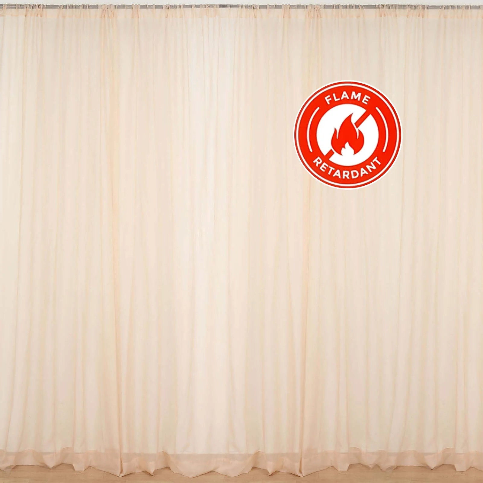 2 Pack 5ftx10ft Nude Chiffon Backdrop Drape Curtains, Durable Flame Resistant Sheer Organza Event Divider Panels With Rod Pockets - Image 11