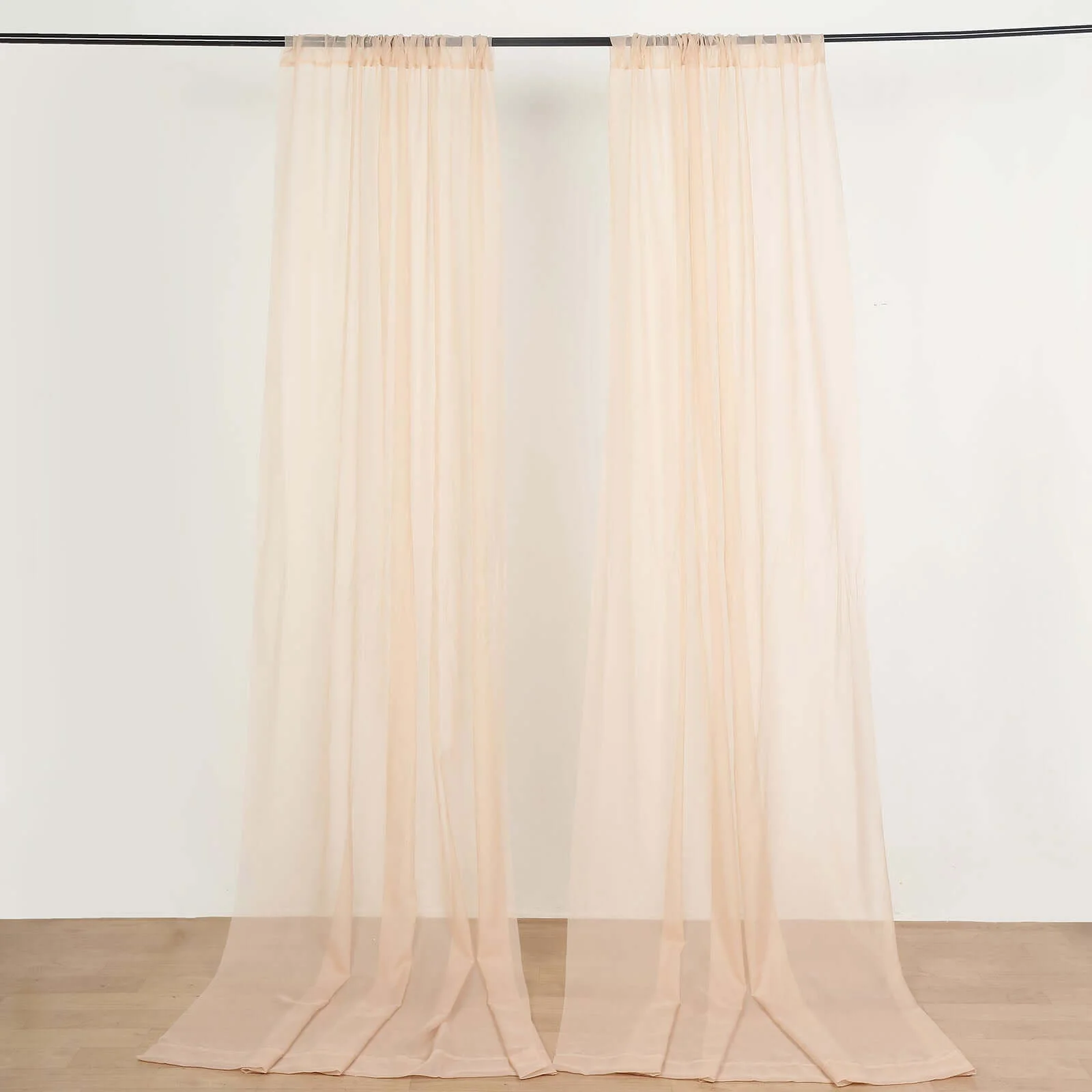 2 Pack 5ftx10ft Nude Chiffon Backdrop Drape Curtains, Durable Flame Resistant Sheer Organza Event Divider Panels With Rod Pockets - Image 2