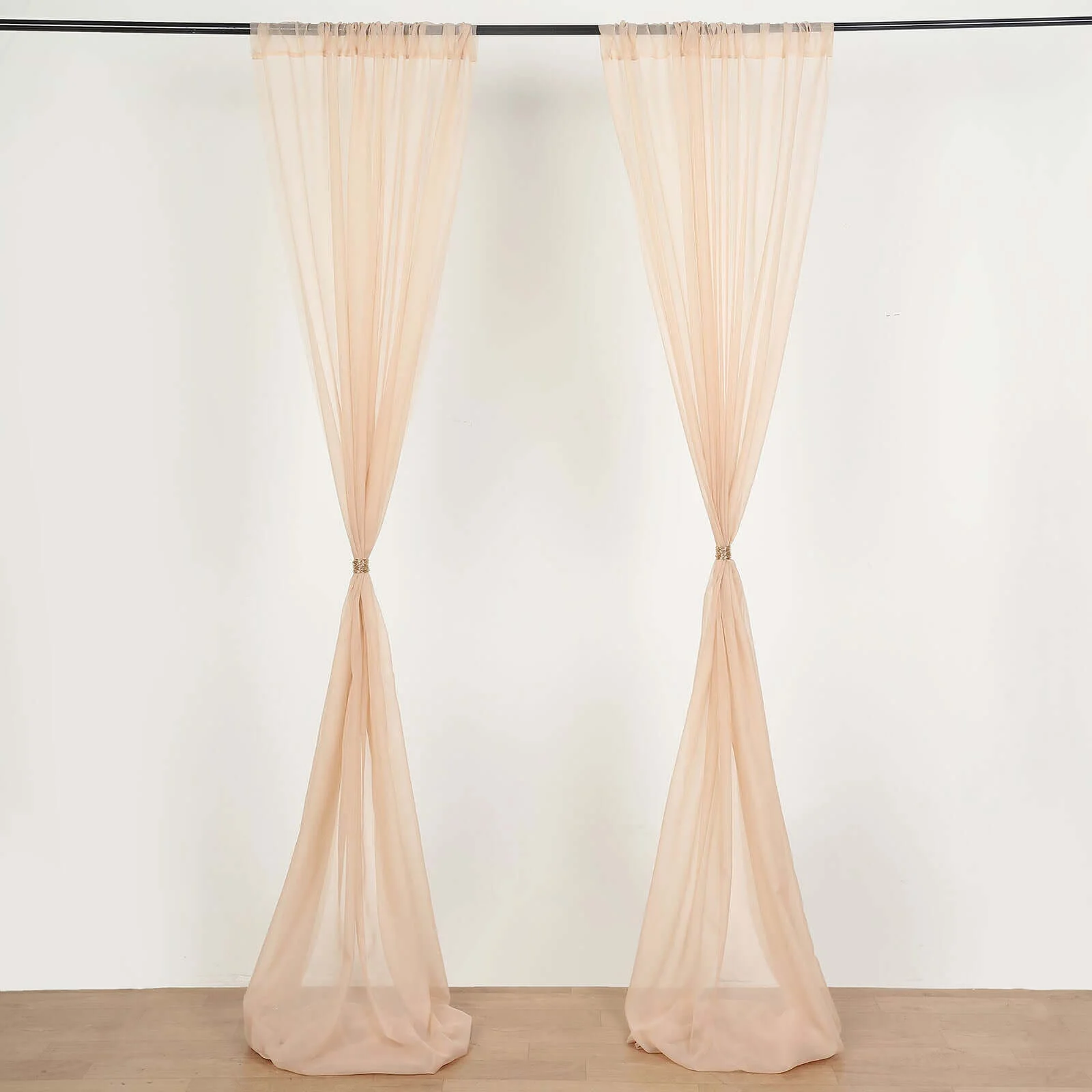 2 Pack 5ftx10ft Nude Chiffon Backdrop Drape Curtains, Durable Flame Resistant Sheer Organza Event Divider Panels With Rod Pockets - Image 7