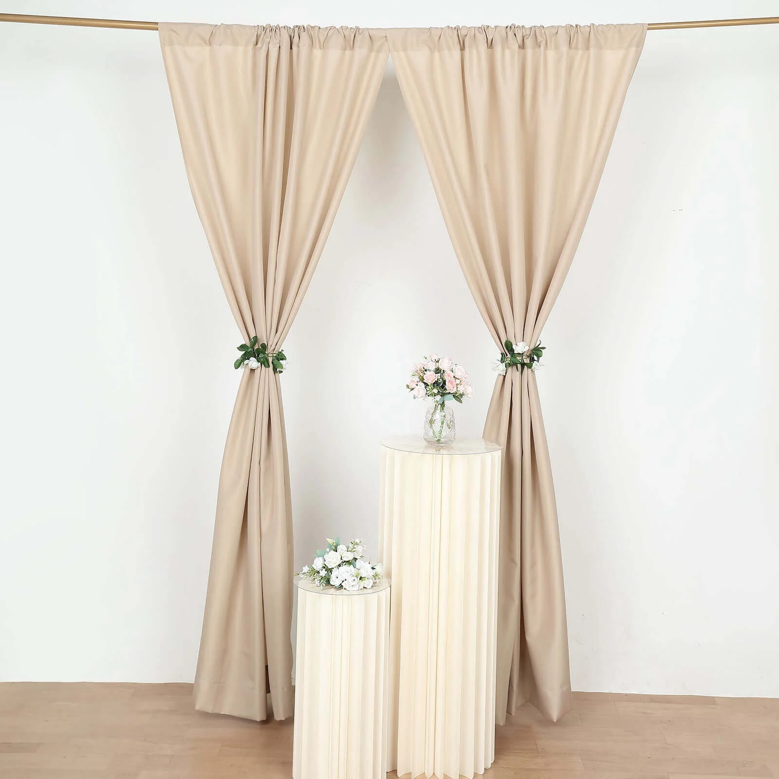 2 Pack 5ftx8ft Nude Polyester Backdrop Drape Curtains With Rod Pockets, Event Divider Panels 130GSM - Image 9