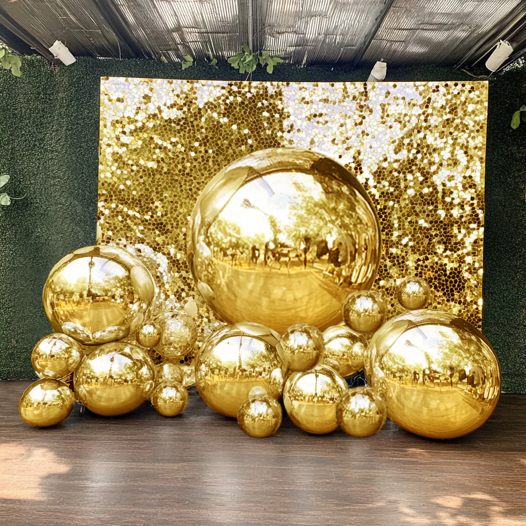 2-Pack Orbz Mylar Foil Balloons, 43" Metallic Gold Large Round Sphere Helium or Air-Filled Party Decorations - Image 8