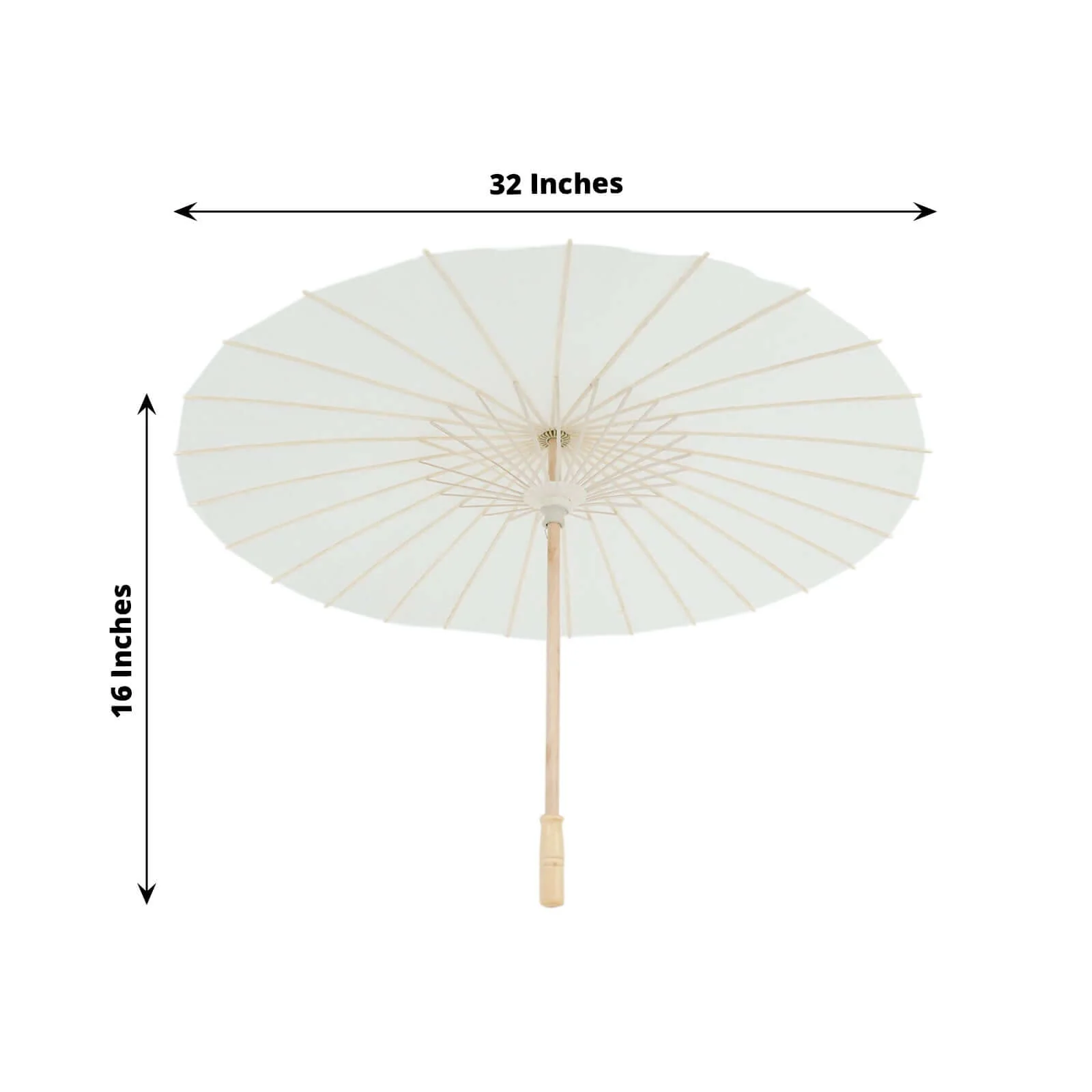 2-Pack Parasol Umbrellas Paper and Bamboo 32" White - Wedding Party Favors and Centerpieces - Image 3