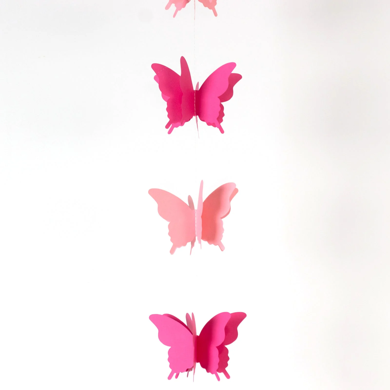 2 Pack Pink 3D Paper Butterfly String Banners, Hanging Garland Party Streamers 9ft - Image 7