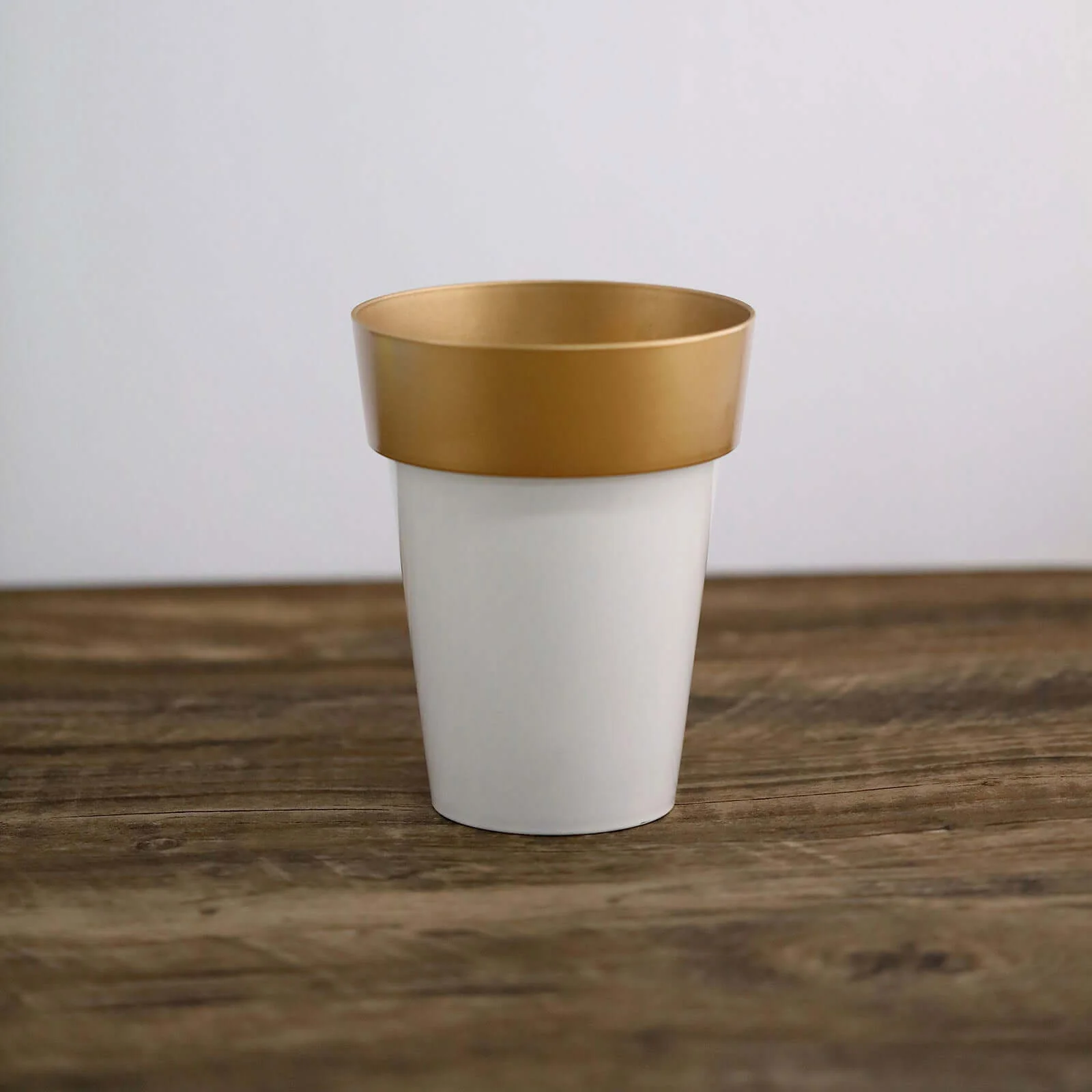 2-Pack Plastic Flower Plant Pots 6" Medium White with Gold Rim - Indoor Decorative Planters - Image 13